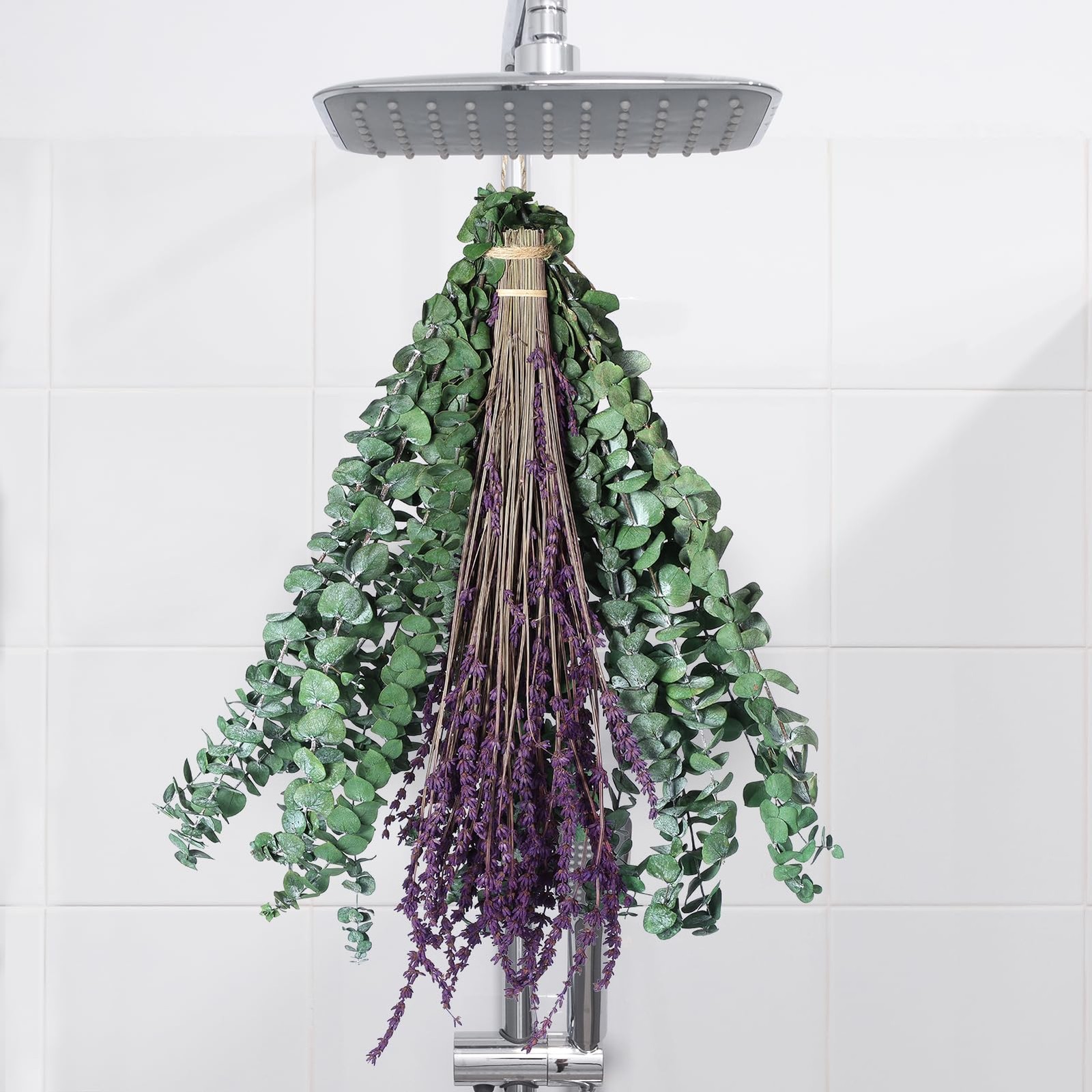 17” Real Eucalyptus Shower Drying Stem Natural Live Lavender Bundle