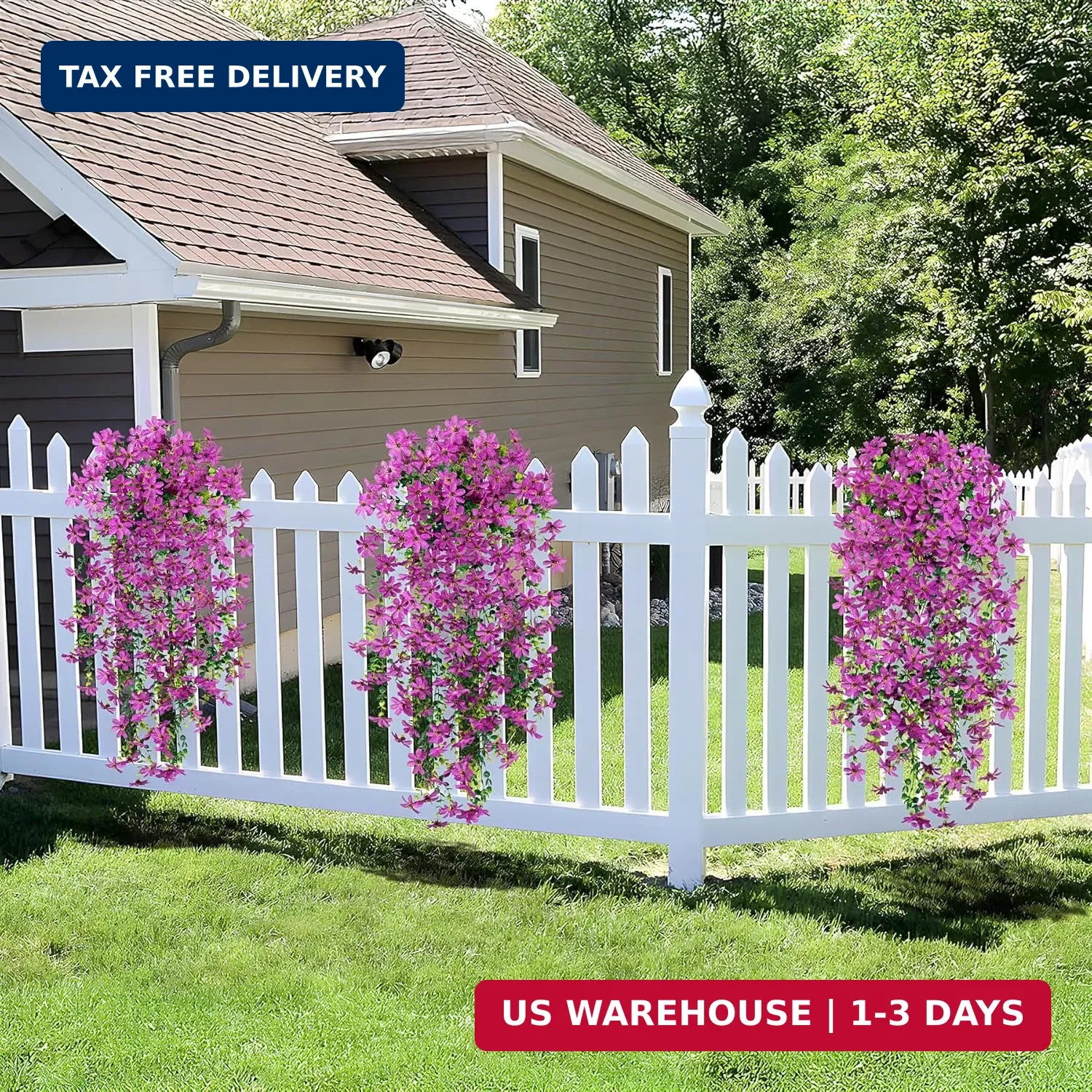 Hrobek 2 PCS Artificial Hanging Flowers Outdoor Spring Summer Decoration, Fake H