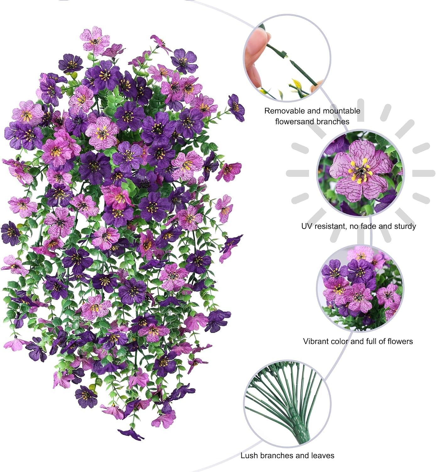 Vivid 2Pcs Purple Daisy Flowers – Low Maintenance Decor for -Round Beauty