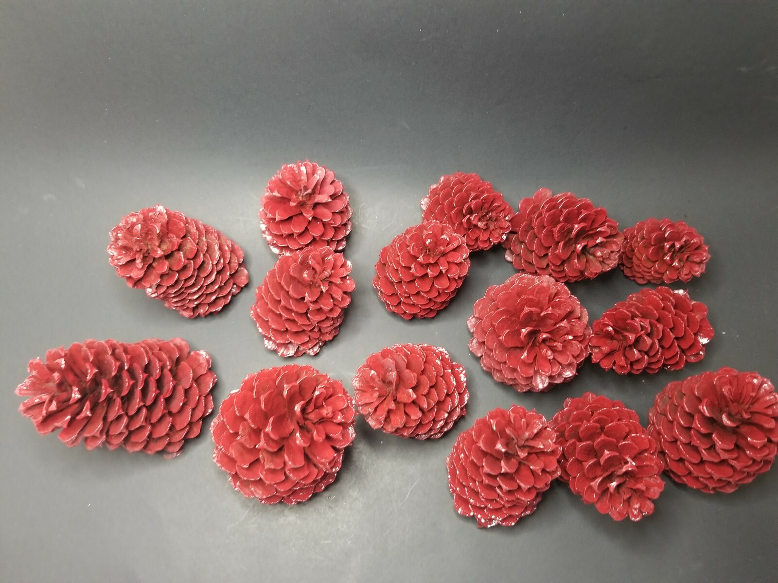 🎅15 Red Pine Cones Hand Painted Natural Premium Ponderosa Cones