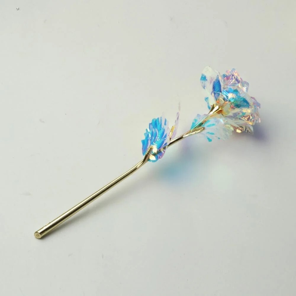 Romantic Artificial Gold Foil Rose Valentines Day Rose Flower Home Wedding Decor