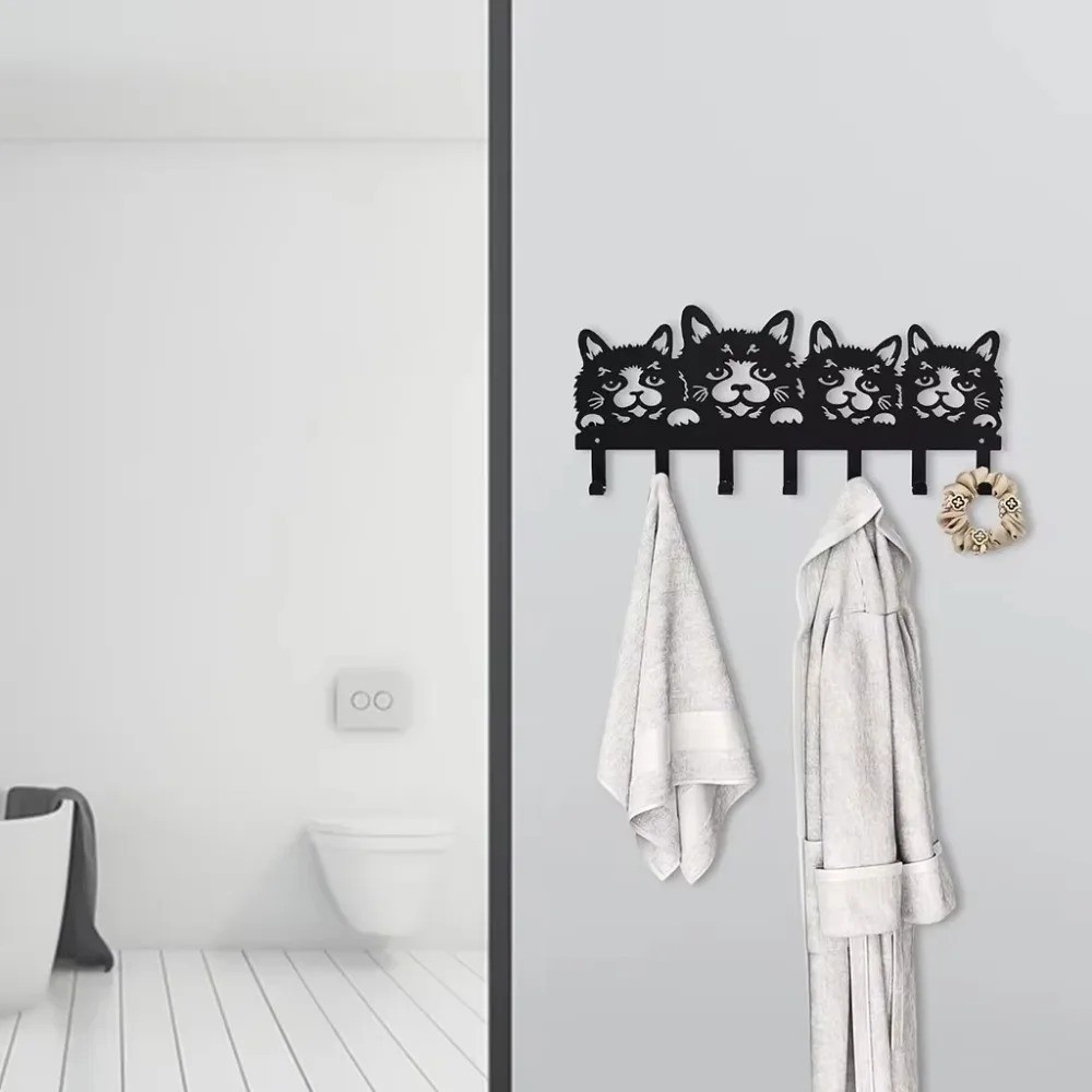Wall Mounted Metal Cat Coat Hooks – Efficient Storage Rack for Wall Organization