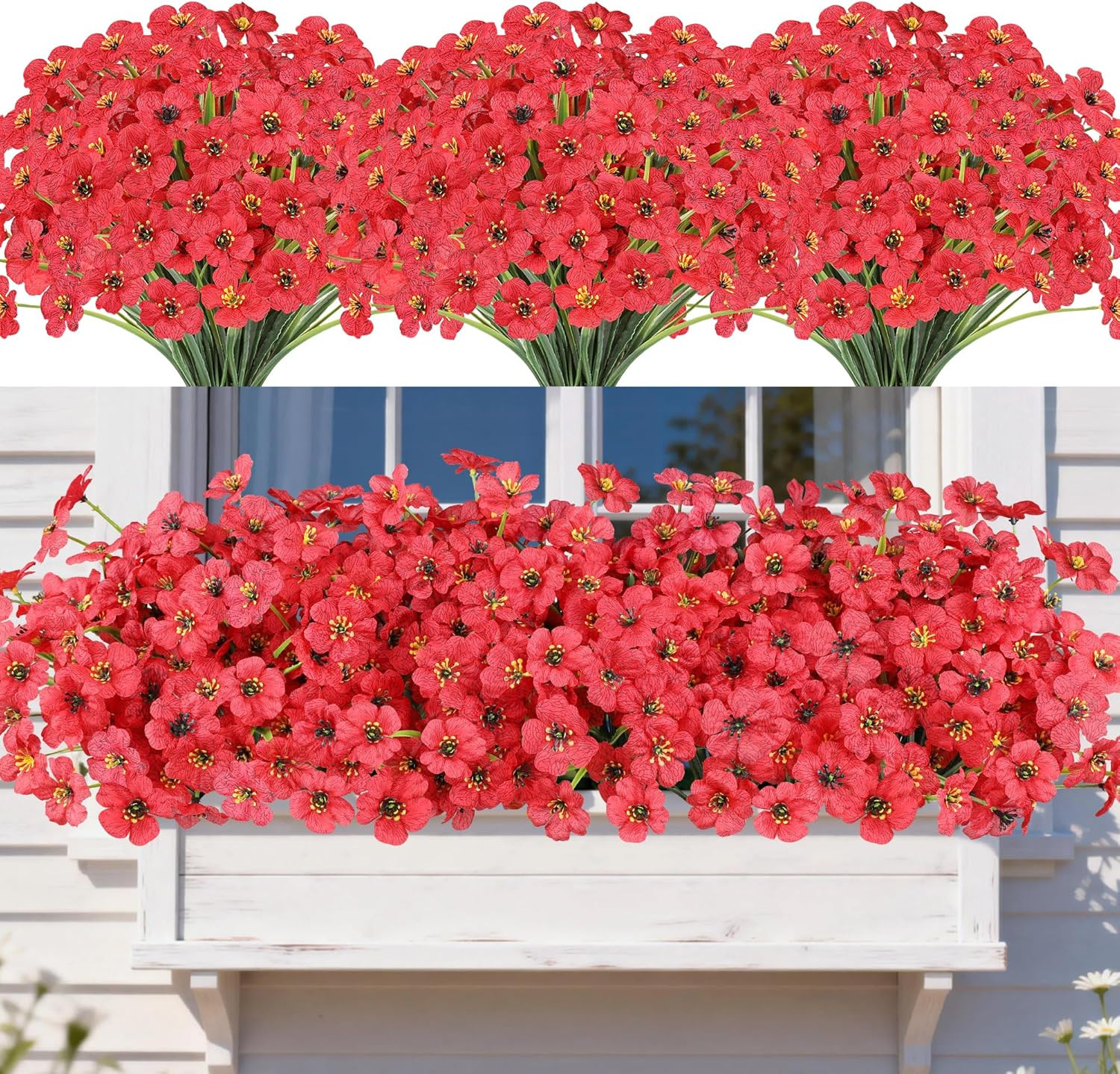 20 Bundles Artificial Flowers for Outdoors, UV Resistant Fake Flowers No Fade, F