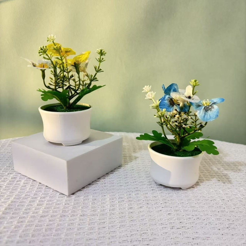 Realistic Fabric Phalaenopsis Orchid Potted Plant 12cm Tall for Indoor Decor