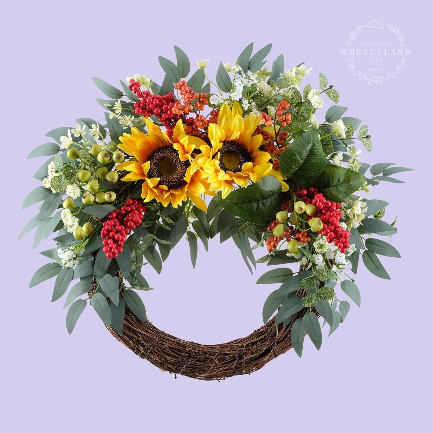 All-Season Interchangeable Grapevine Wreath – DIY Kit with Faux Silk Flowers,…
