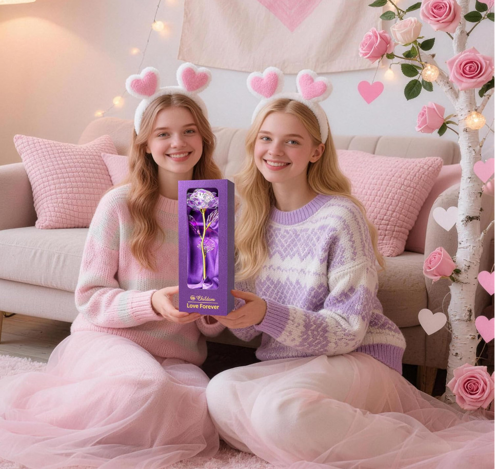 Gifts for Women Preserved Real Rose with I Love You Necklace 100 Languages