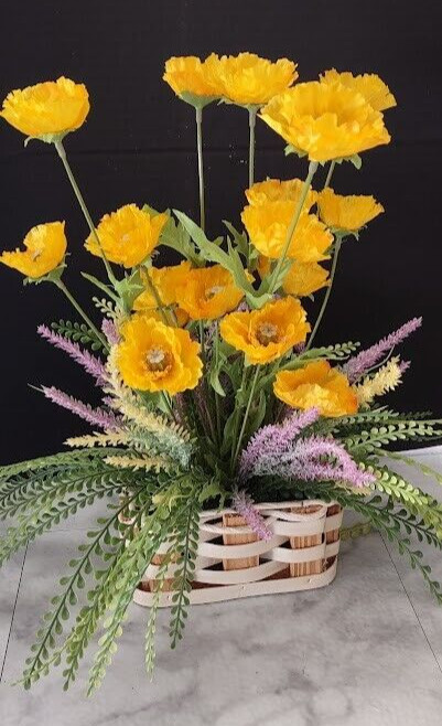 Bright Yellow Poppy table decoration