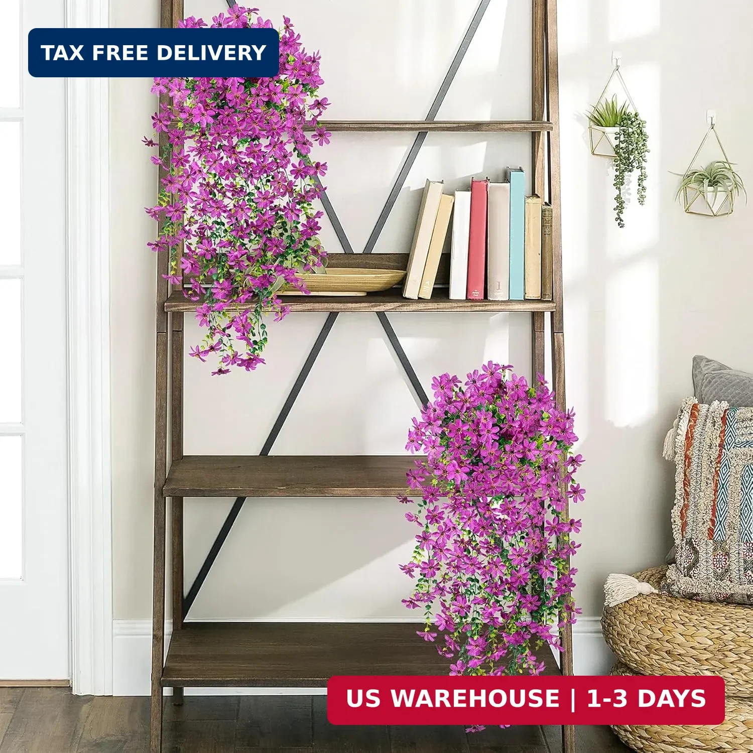 Hrobek 2 PCS Artificial Hanging Flowers Outdoor Spring Summer Decoration, Fake H