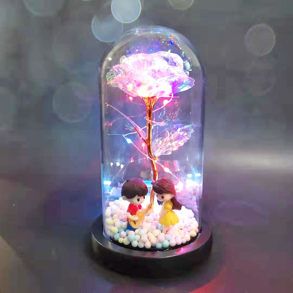 Eternal Rose Flower LED Enchanted Galaxy Rose Flower in Glass Valentine’s Gift