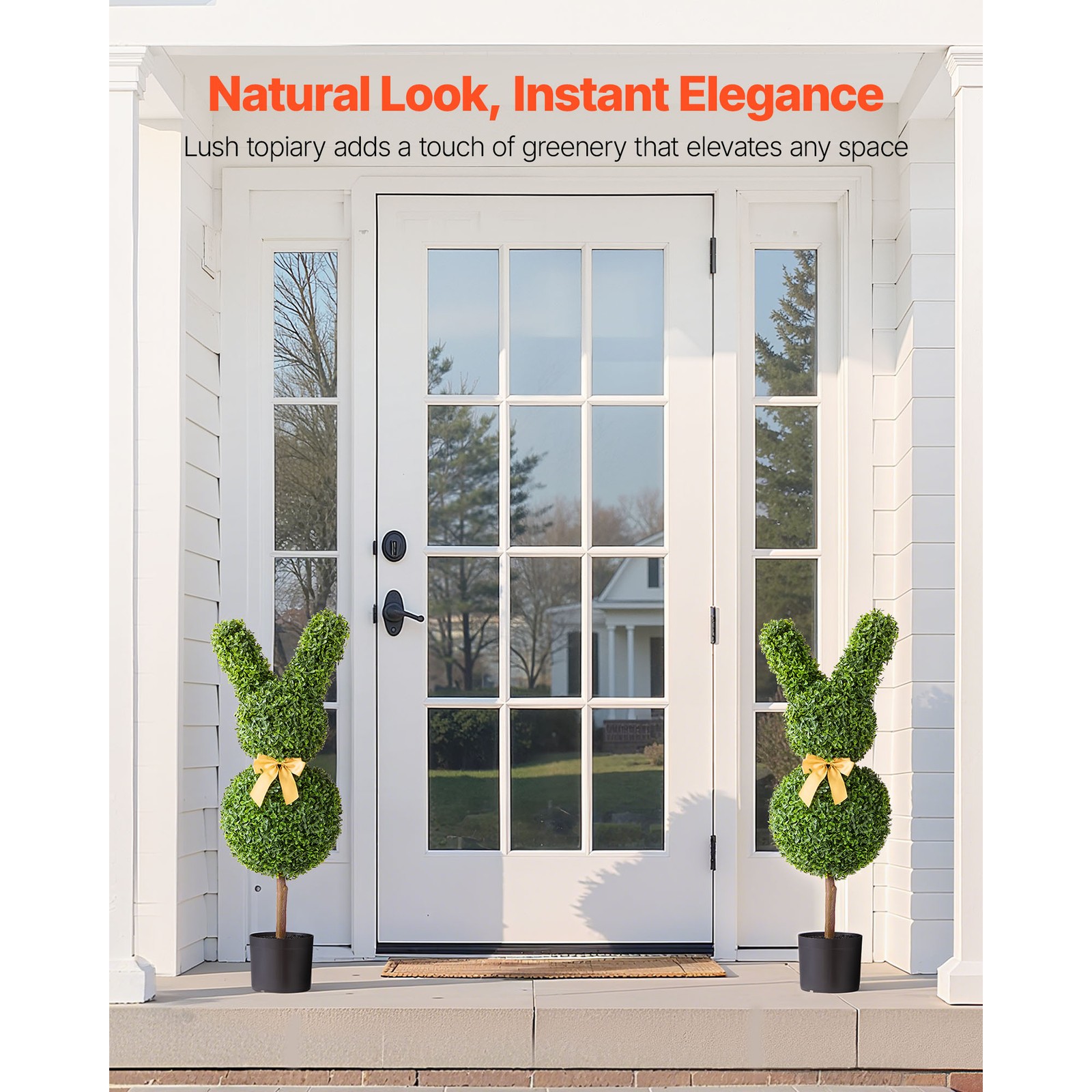 Uimoso 36-Inch Artificial Bunny-Shaped Boxwood Ball for Home Decoration