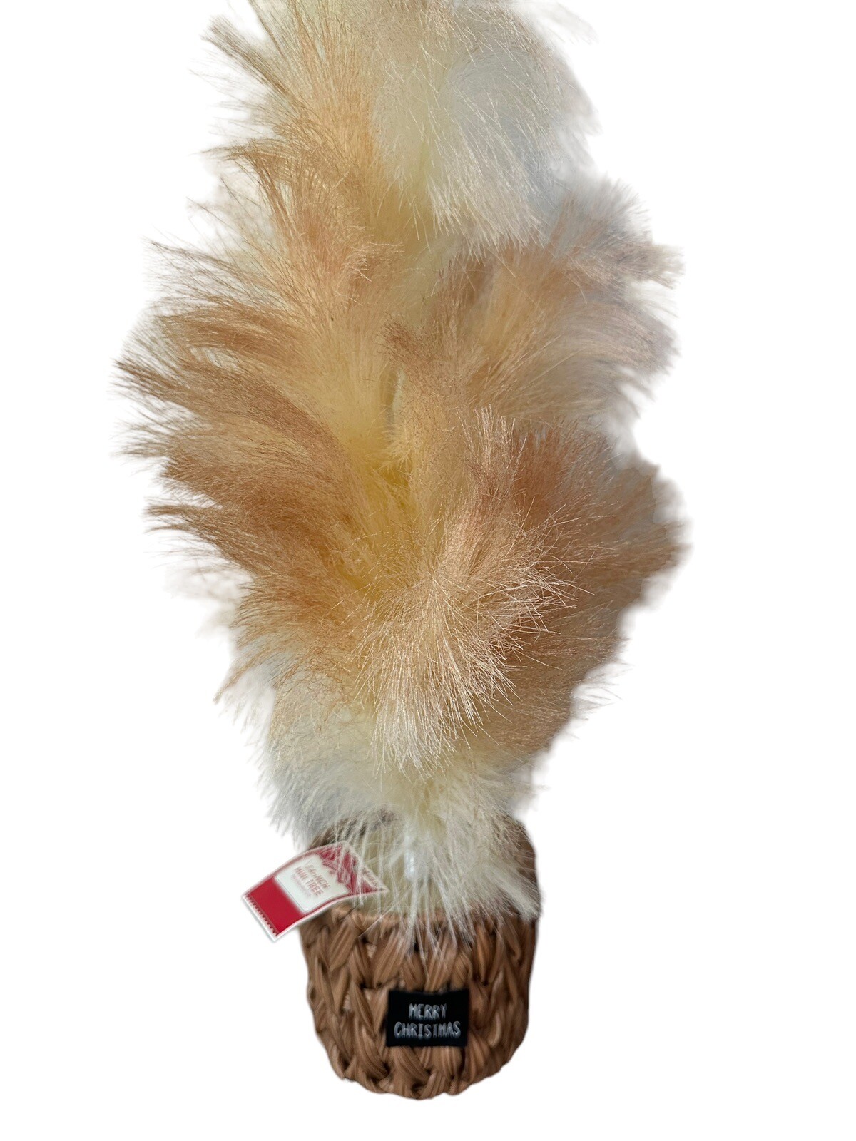 Pampas Grass Christmas Tree Faux Woven Basket 24” Boho Holiday Time NEW w Tags