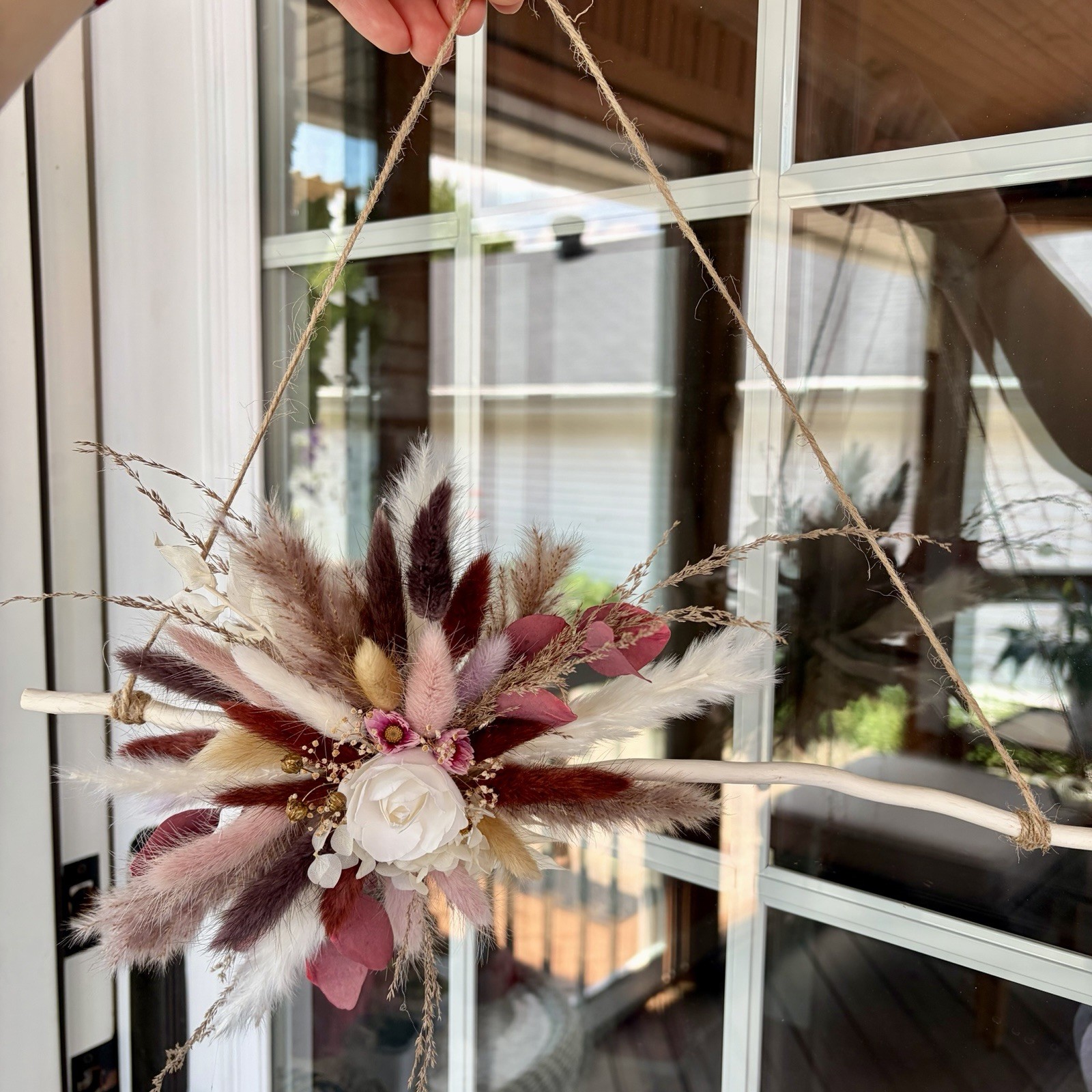 Natural Dried Flowers Wall Decor Handmade (paper white rose)