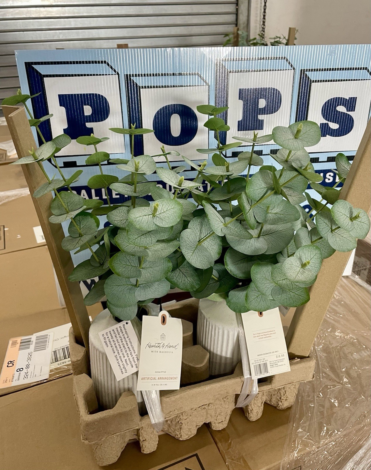 Artificial 14” Eucalyptus potted arrangement; Hearth&Hand by Magnolia, box of 2!