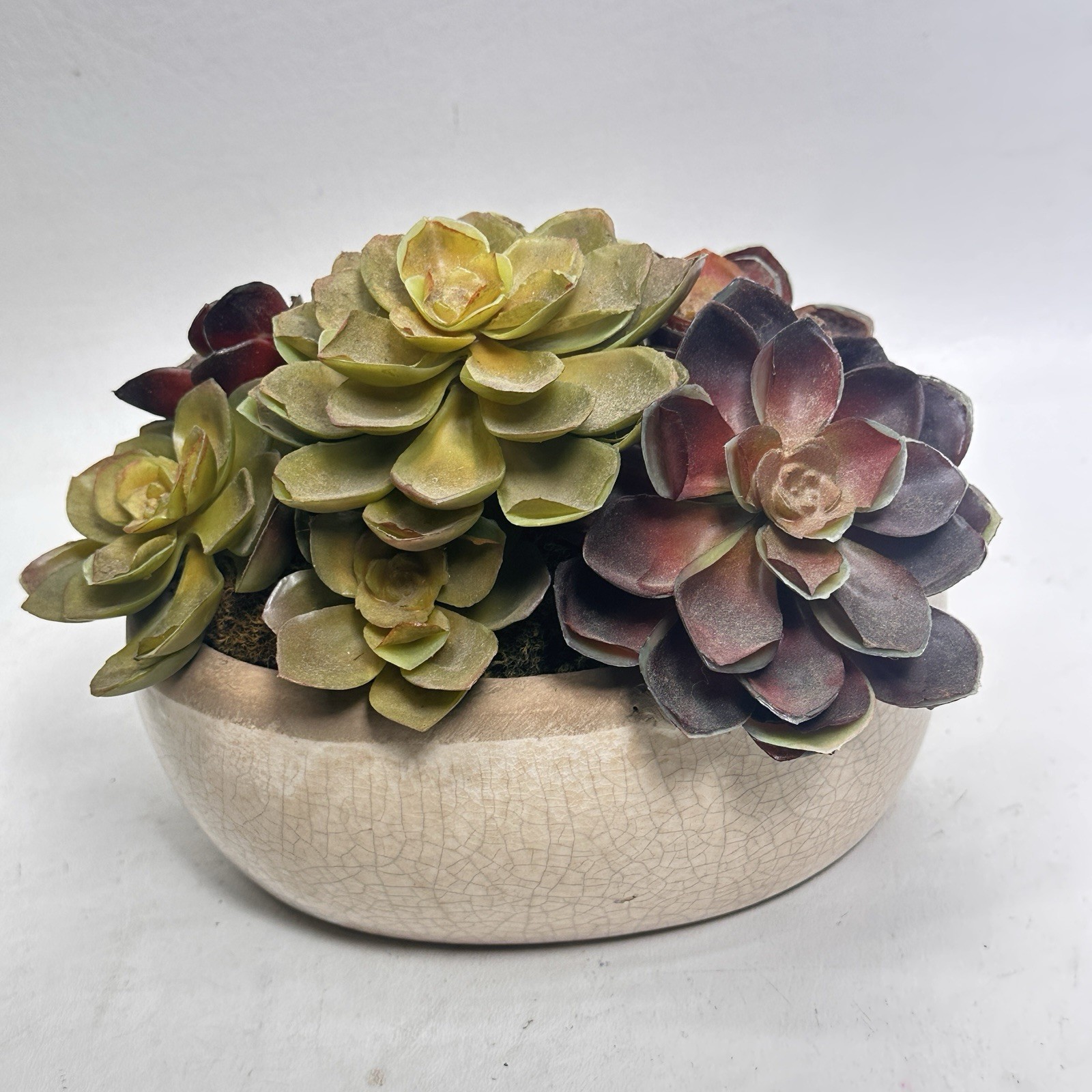Faux Succulent Plants In Hammered Metal Container 5 In X 6 Inch Looks Real