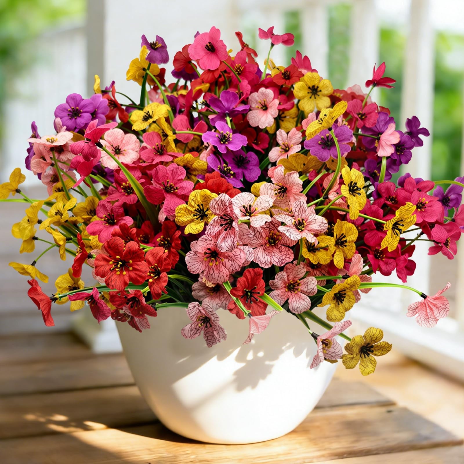20 Pcs Plastic Flowers for Outdoors, Fake Outdoor Artificial Flowers for Outd…
