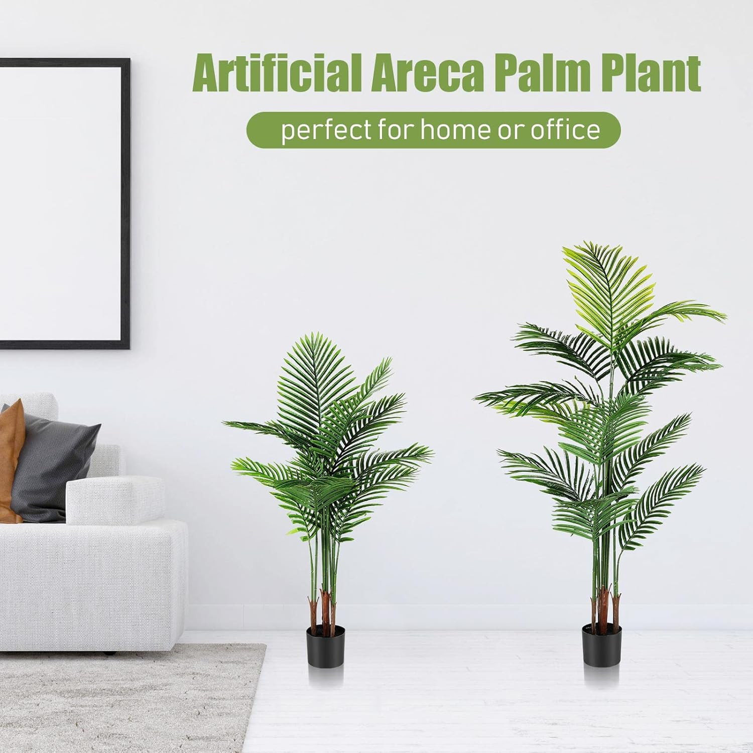 4 Pack Artificial Palm Trees – 4ft & 5ft Faux Plants for Home & Office Decor