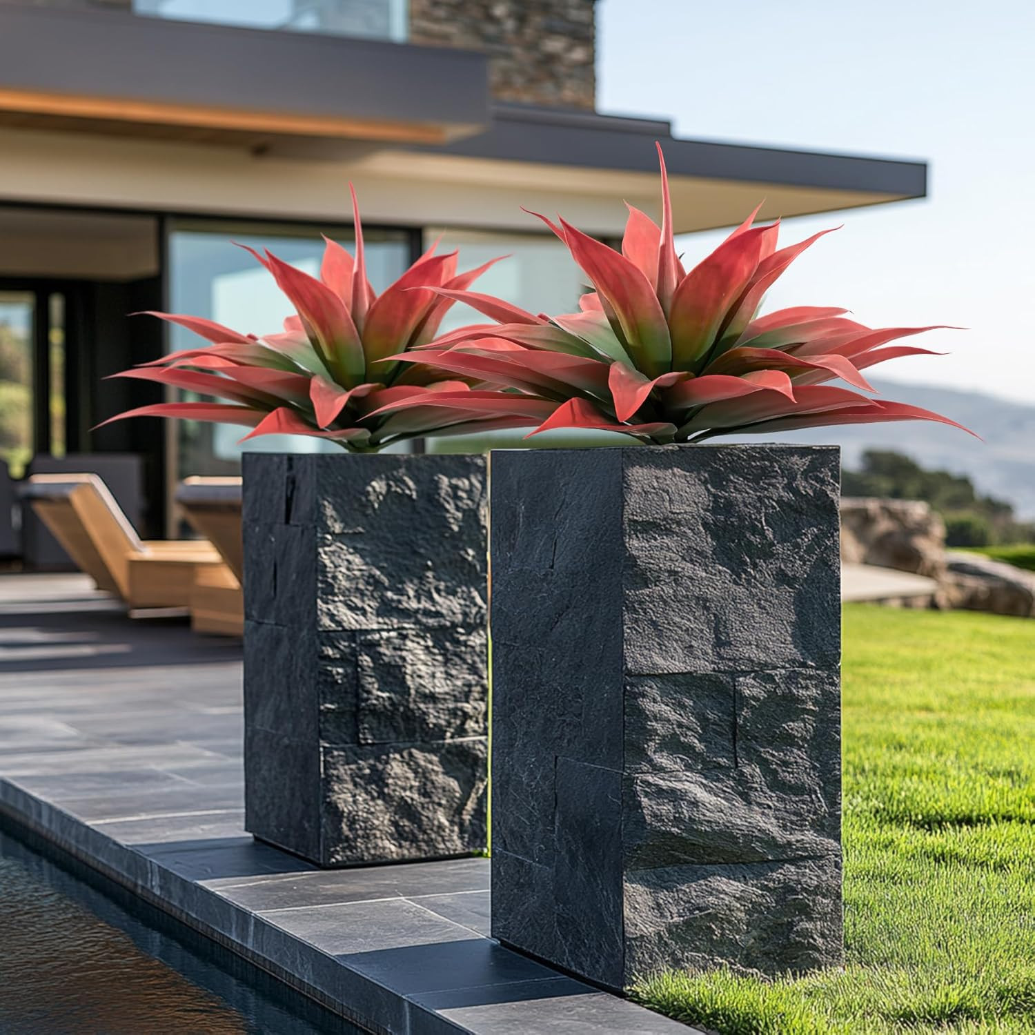 Artificial Agave Plants,Large UV Resistant Fake Agave Planters for Indoor and Ou