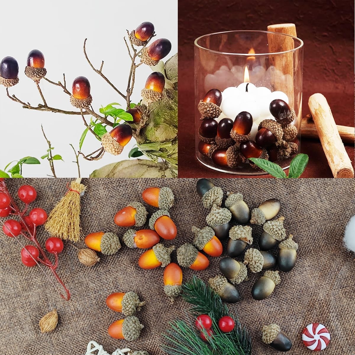 160PCS Lifelike Artificial Acorns – Realistic Simulation Decor for Crafts, Weddi
