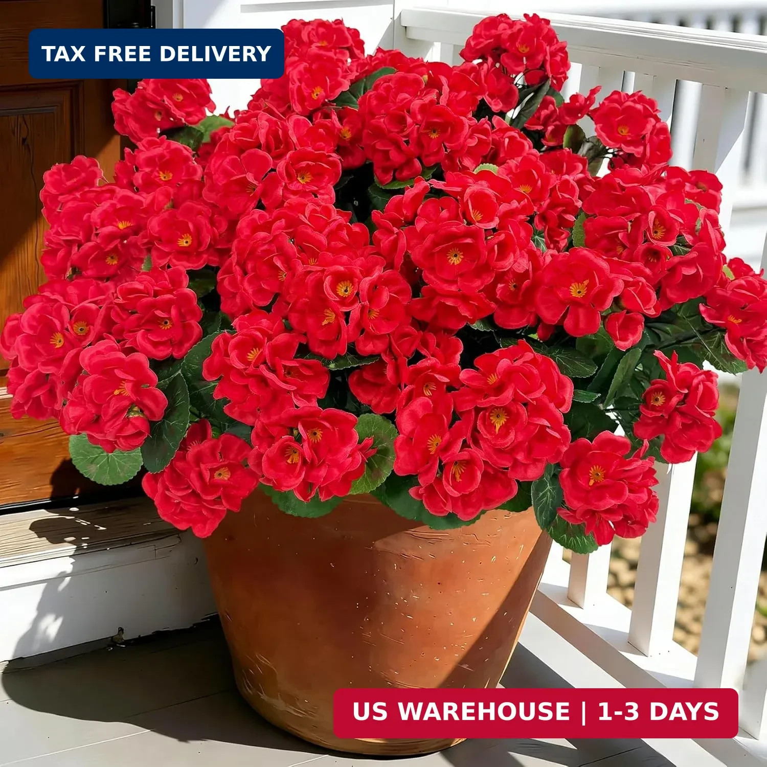 Artificial Flowers for Outdoors, Realistic Fake Flowers UV Resistant Silk Gerani