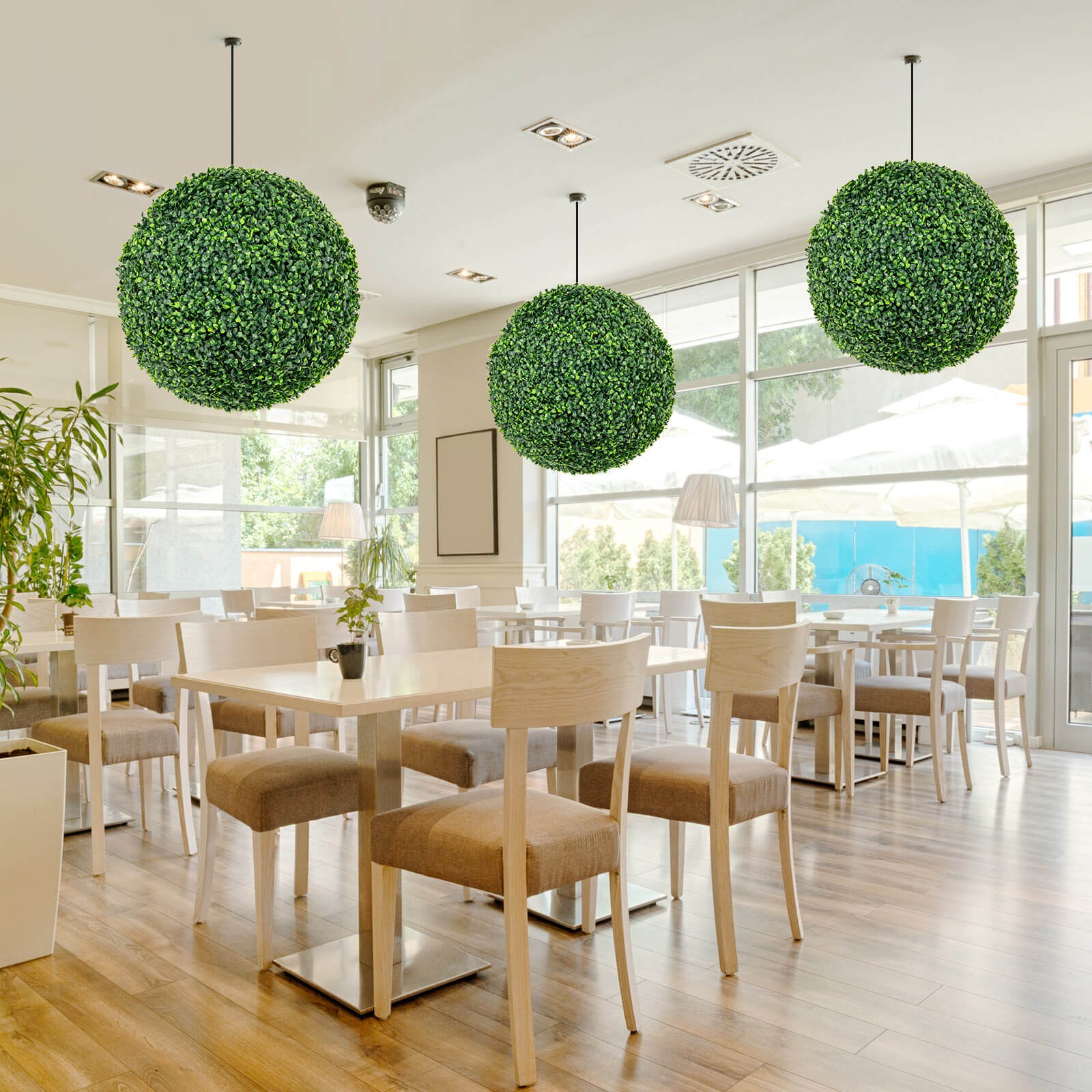 2 PCS 20″ Artificial Boxwood Topiary Balls Sun-protective Round Greenery Bushes