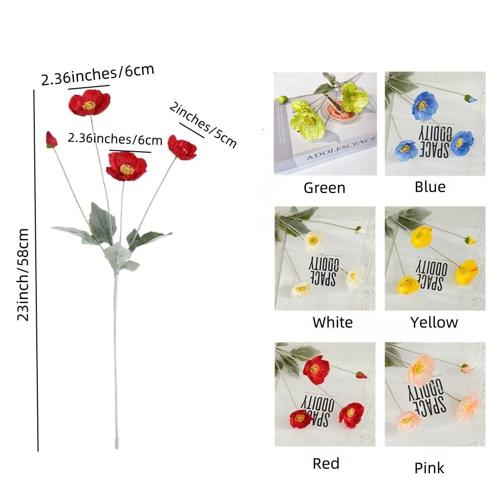 Urier Poppies Flowers Artificial,Ranunculus Artificial Flowers,Silk Flowers w…