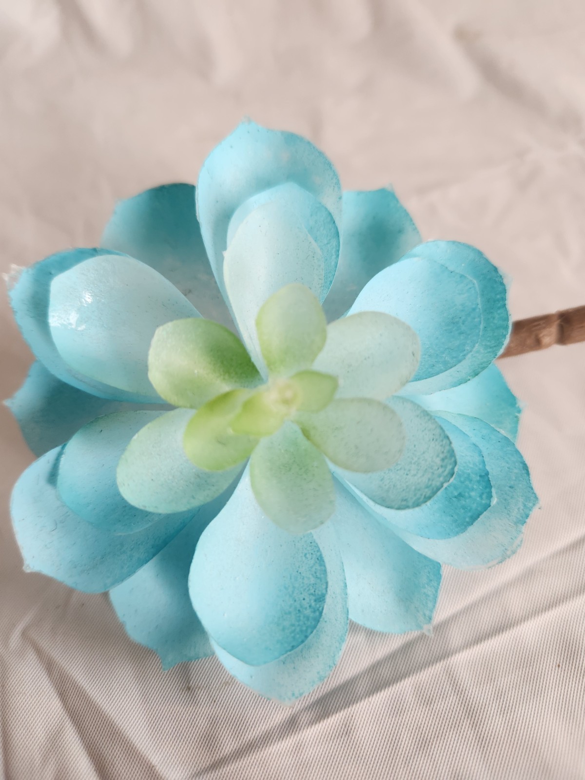 2 Artificial Succulent Rubber Flowers Floral Decor • Beautiful Sky Blue