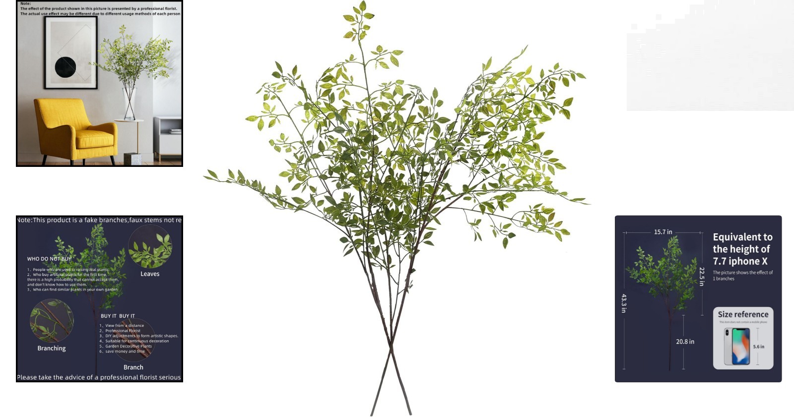 Elegantly Crafted 43.3” Nandina Faux Branches – Set of 2 for Versatile Decor