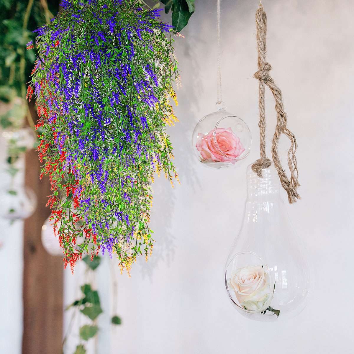 1/2/4Pcs Artificial Fake Hanging Flowers Vine Plant Home Garden In/Outdoor Decor
