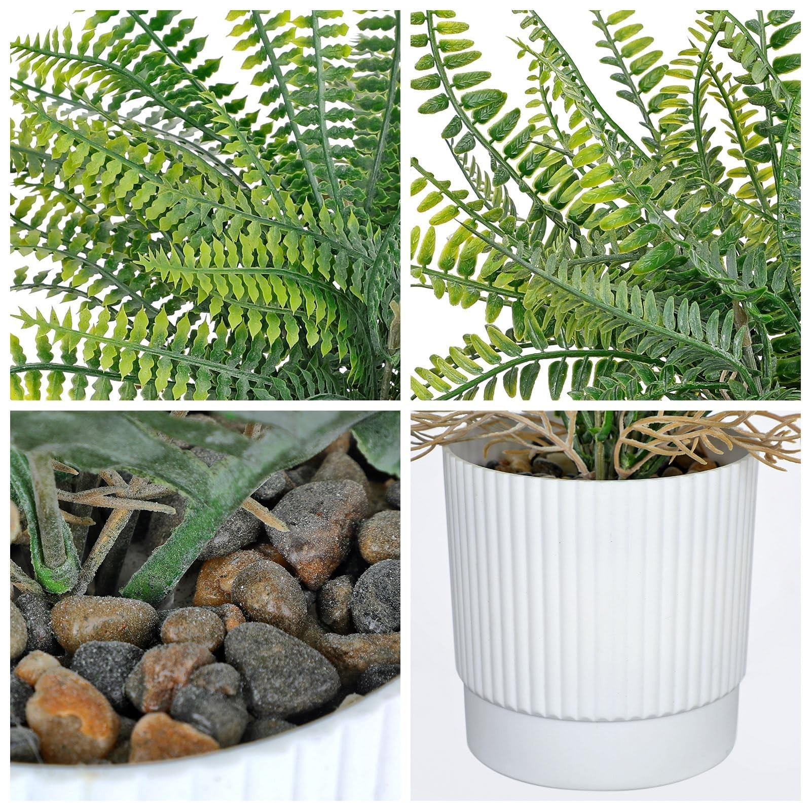 GnFlus Set of 2 Fake Plant Fern Potted Artificial Plants for Shelf Desk Home …