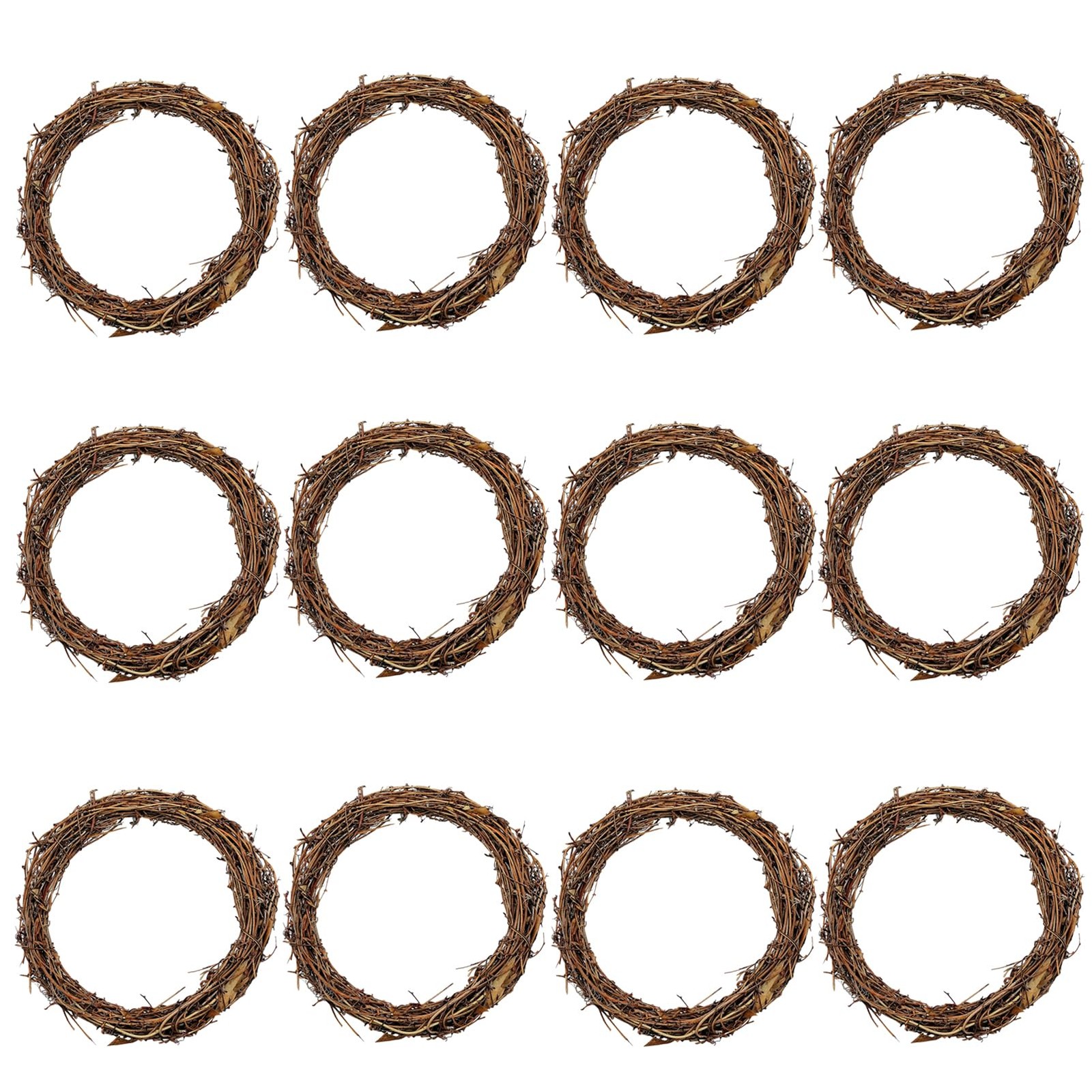 12PCS Small Round Grapevine Wreath 4Inch Rattan Wreaths for Easter Spring Candle