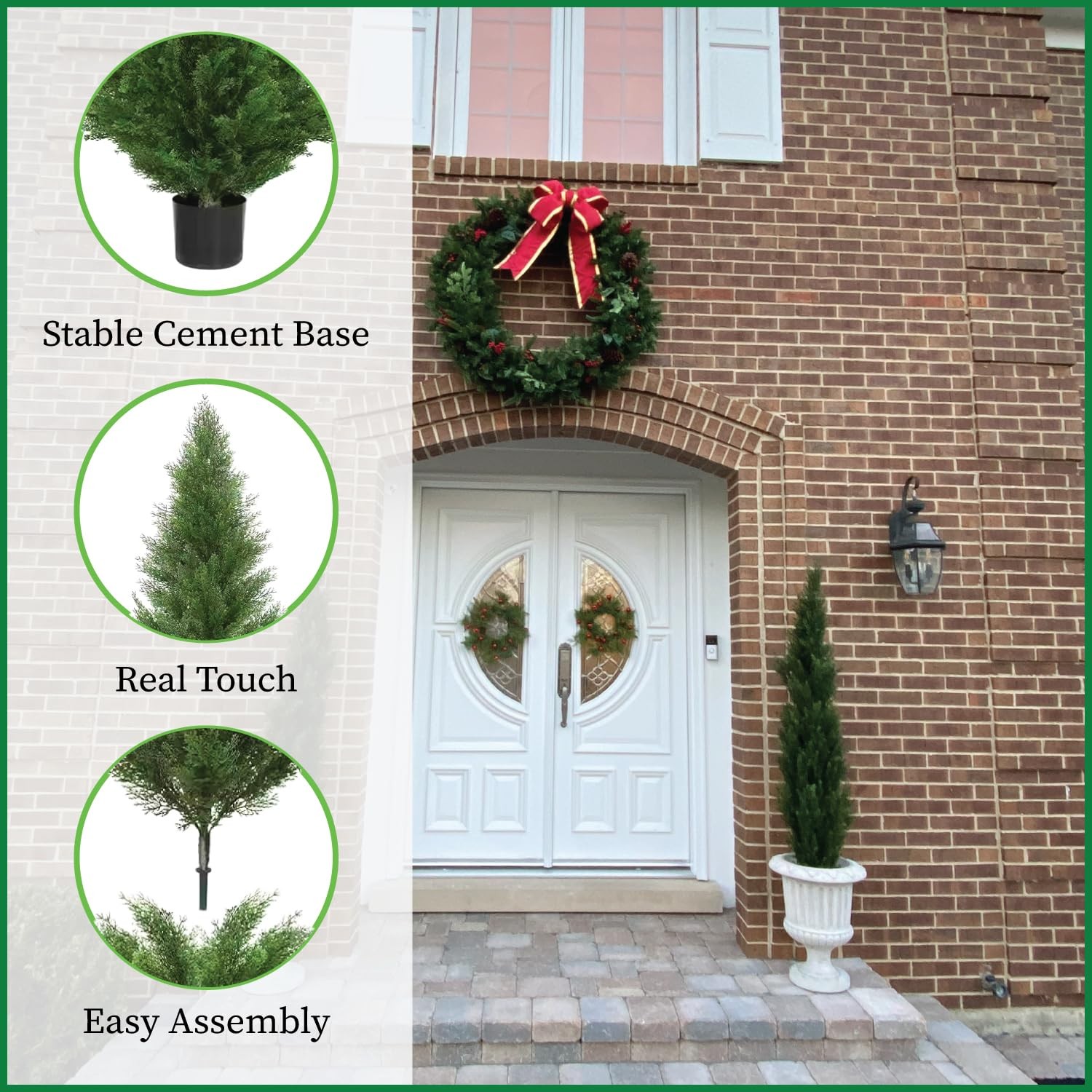 5 Foot Artificial Topiary Cedar Trees Potted Indoor Outdoor Plants