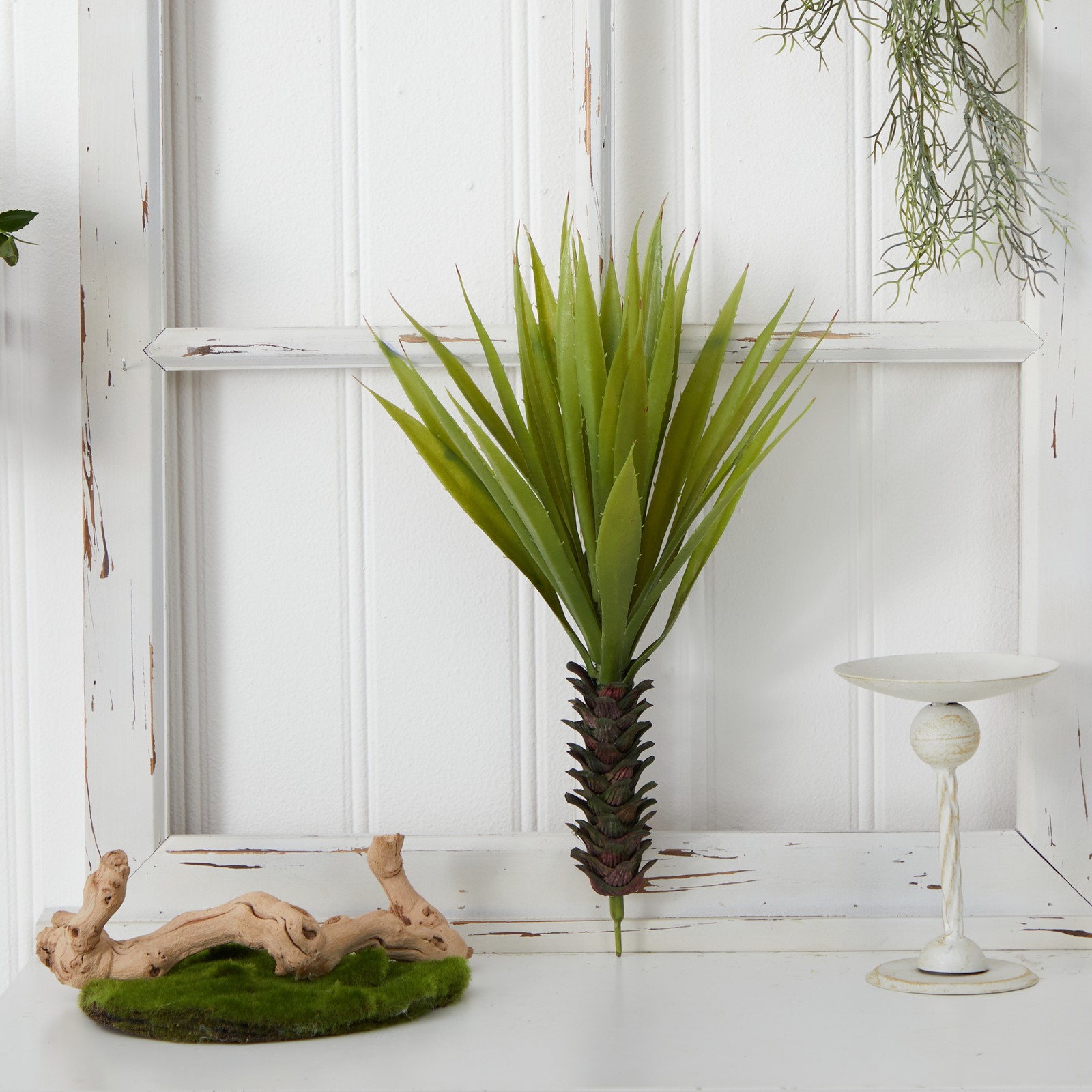 Nearly Natural 18″ Spiky Stand-Alone Agave Succulent Plant in Green (Set of 2)