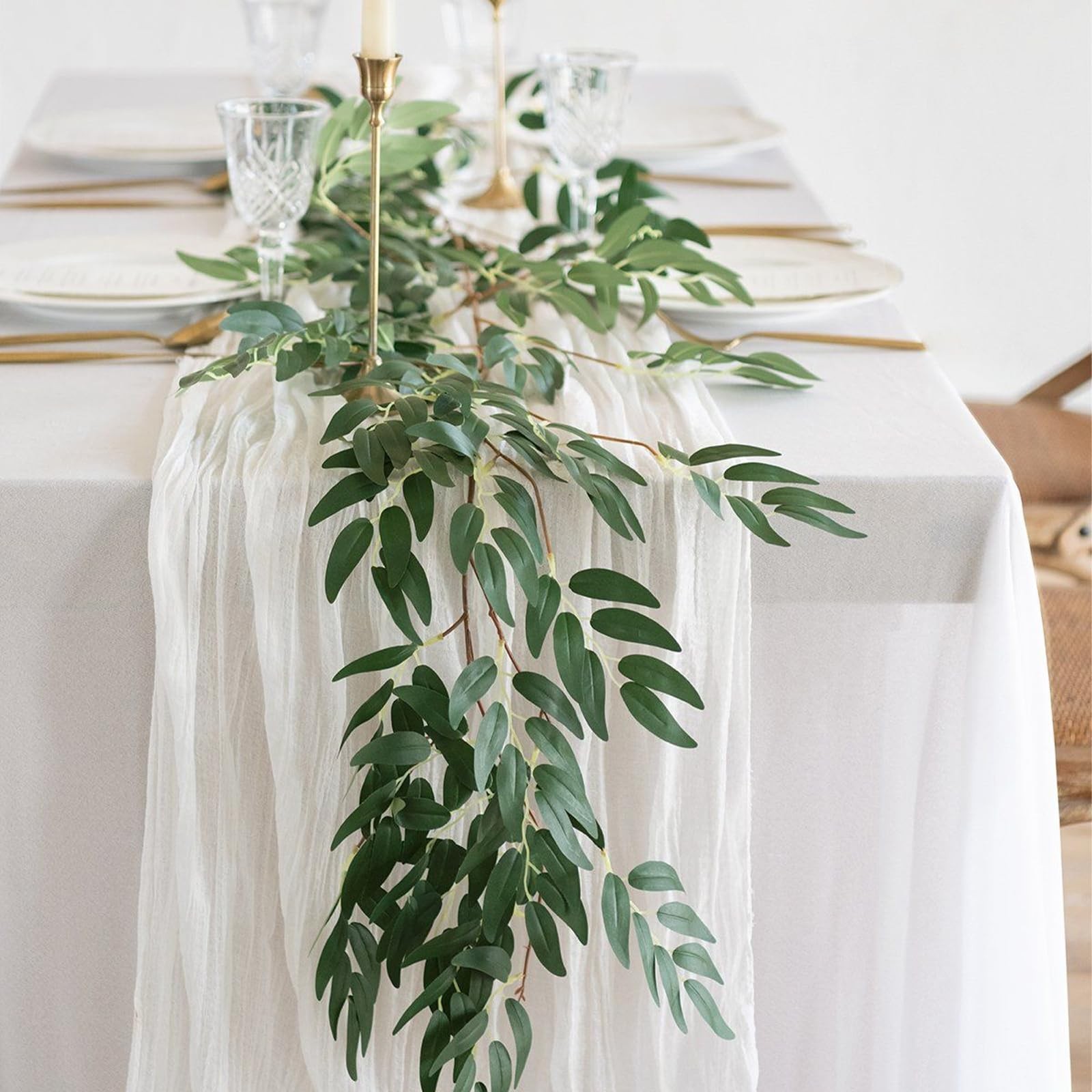 40PCS Artificial Italian Ruscus Greenery Stems, 68cm 26.8” Fake Green Leaf G…
