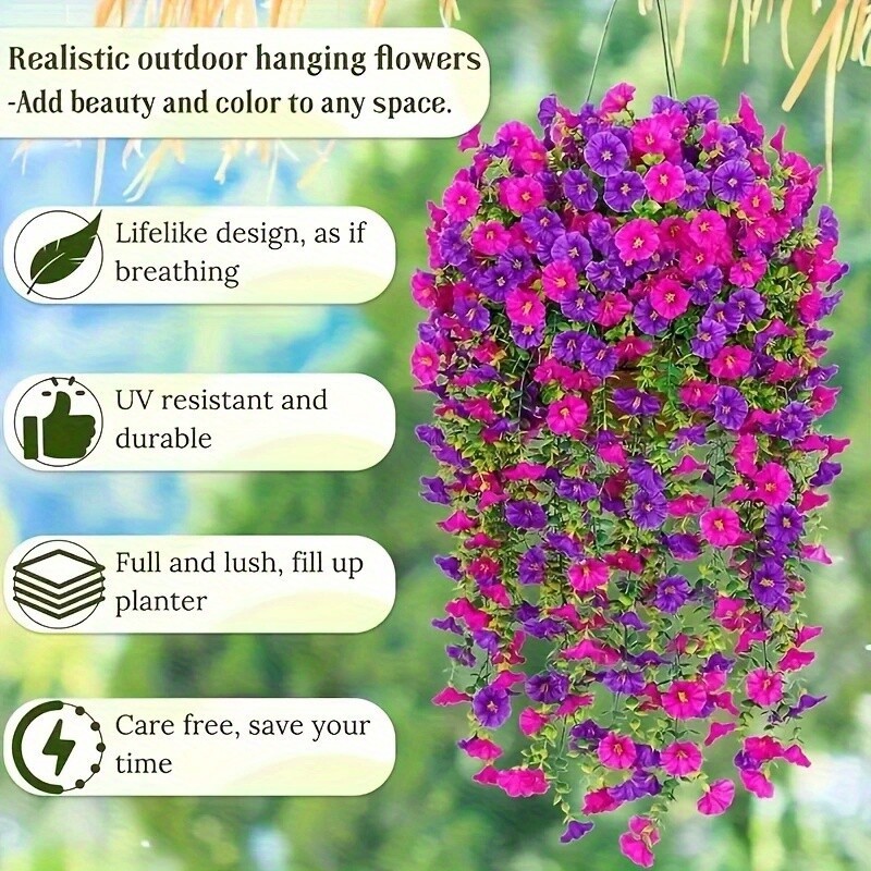 4-20PCS Artificial Morning Glory Vines UV Resistant Hanging Flower Outdoor Decor