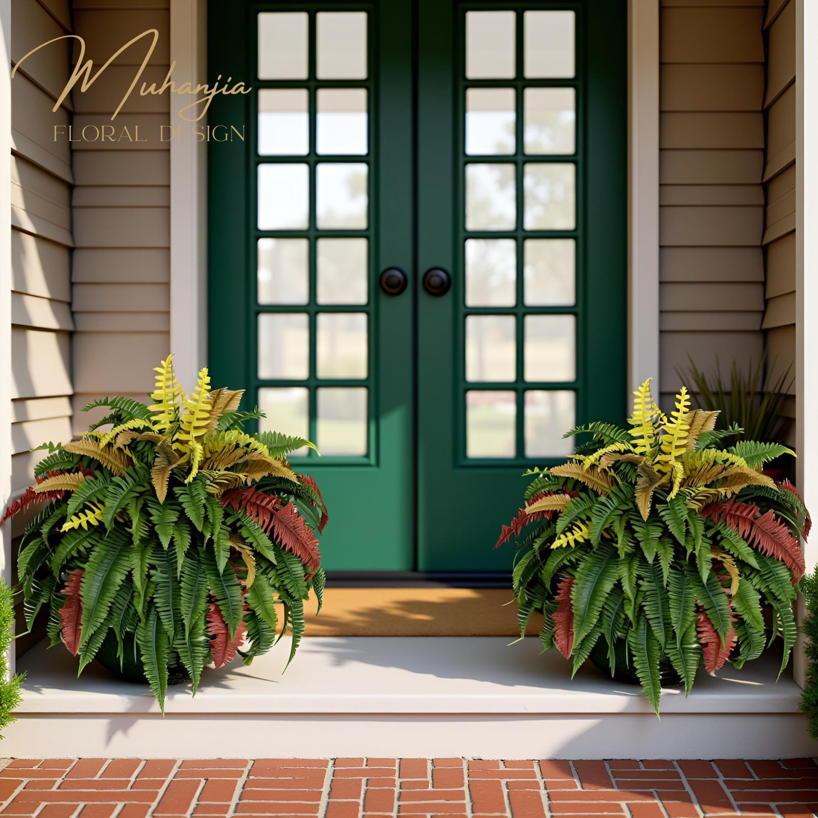 50” Silky Artificial Boston Fern, 128 Fronds Large Hanging Plants for Outside…