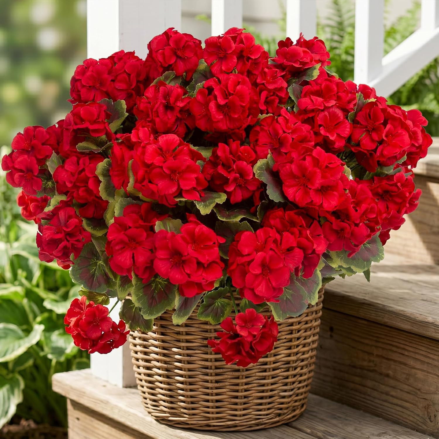16 Pcs Artificial Geranium Plant Realistic Silk Flowers for outside UV Resistant