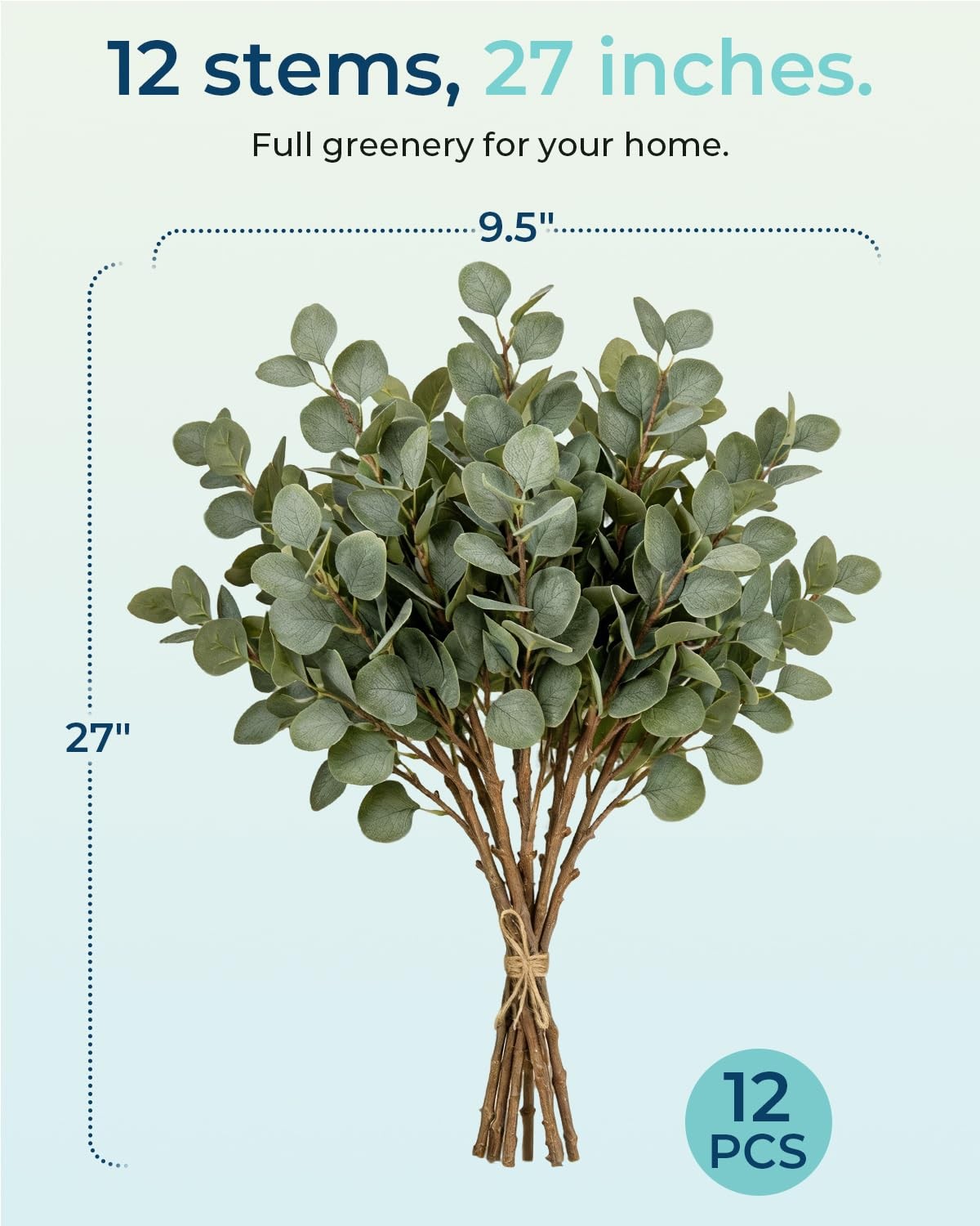 27 Inch 12 Pcs Eucalyptus Branches Artificial Greenery Stems Bulk Fake Plants…