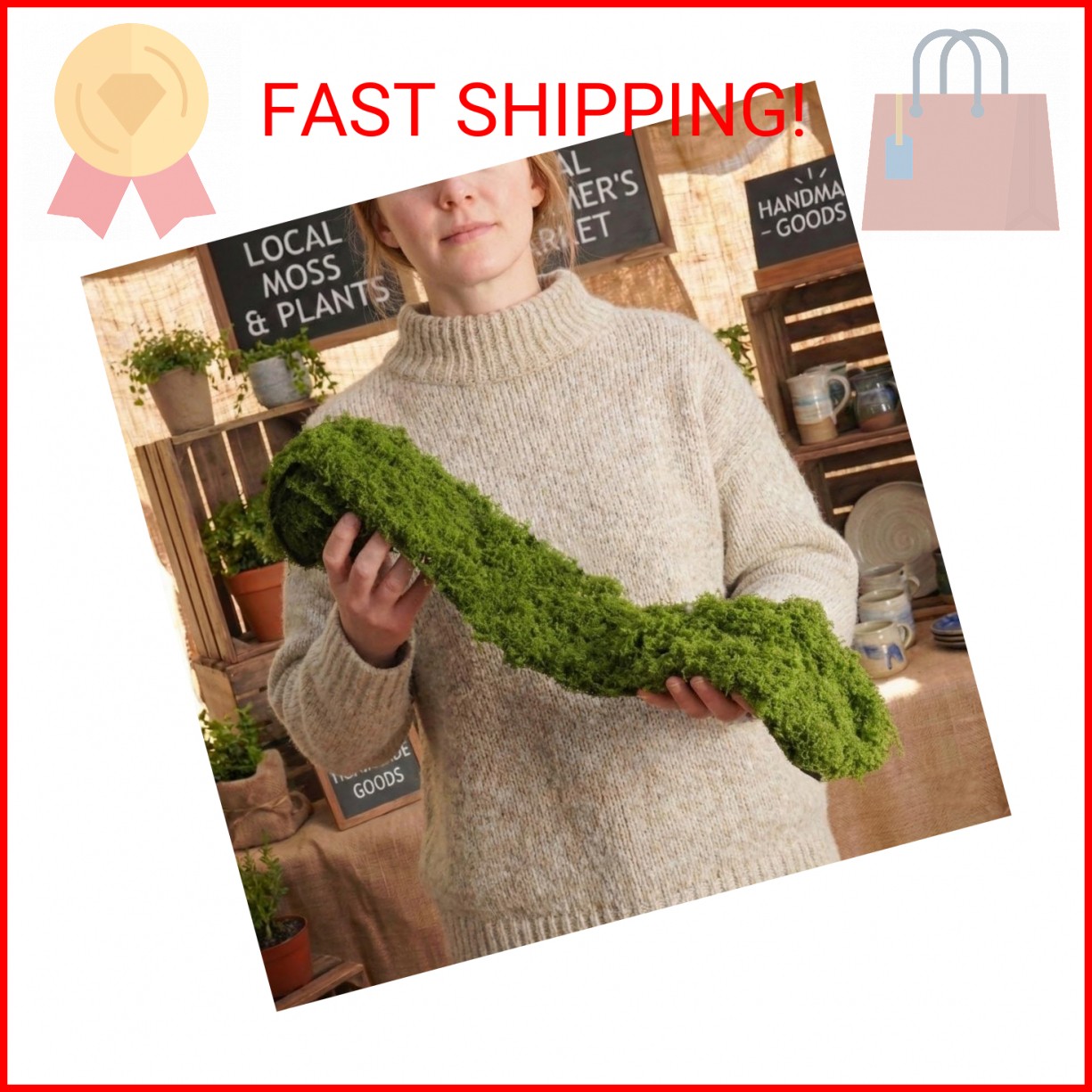 USMOLA Fake Moss Mat, Artificial Moss Table Runner for Wedding Decor Table Cente
