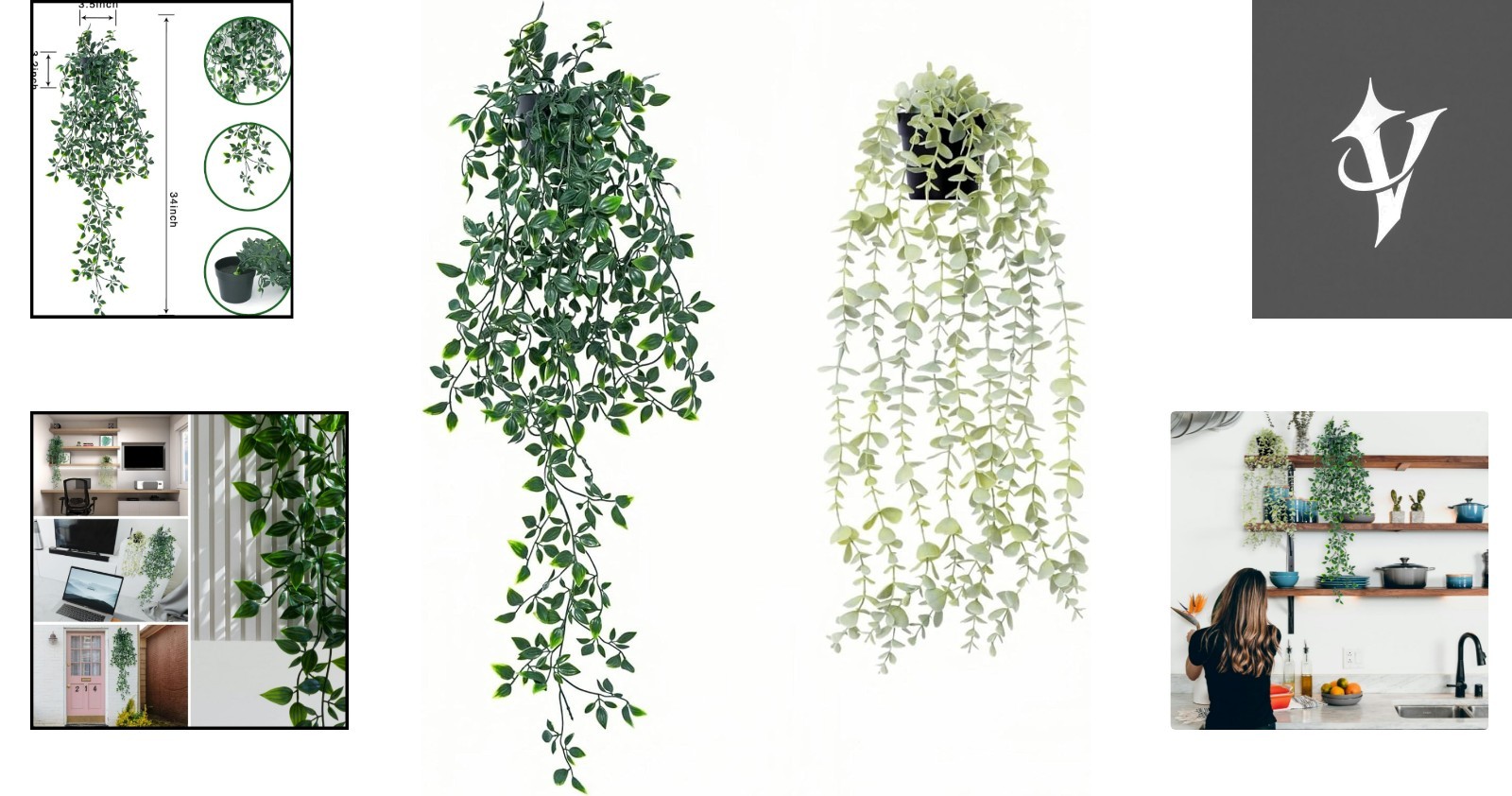 Elegant 2-pack Fake Potted Plants – No Maintenance Eucalyptus & Mandala Decor
