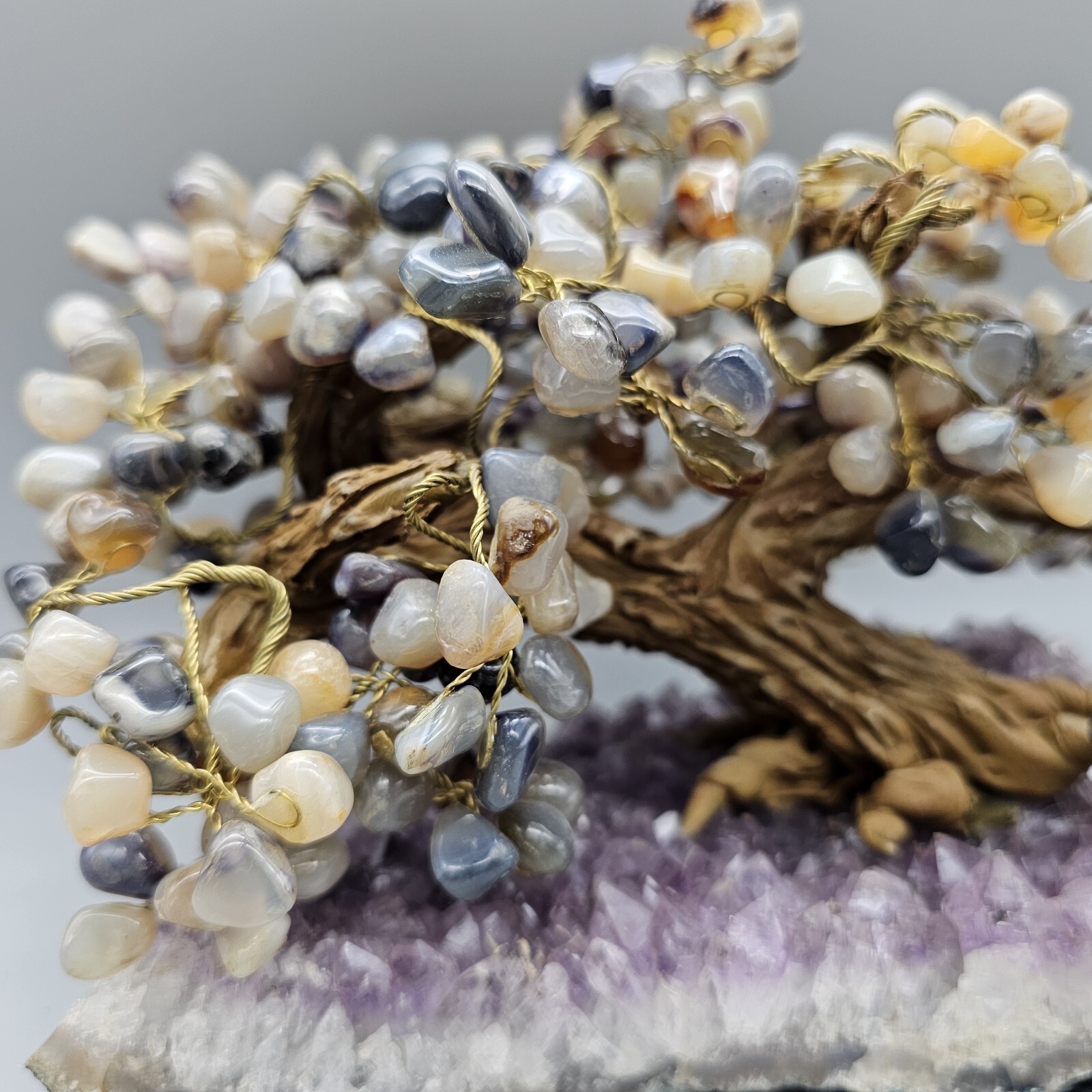 Natural Amethyst Healing Crystal Money Tree on Amethyst Cluster Geode