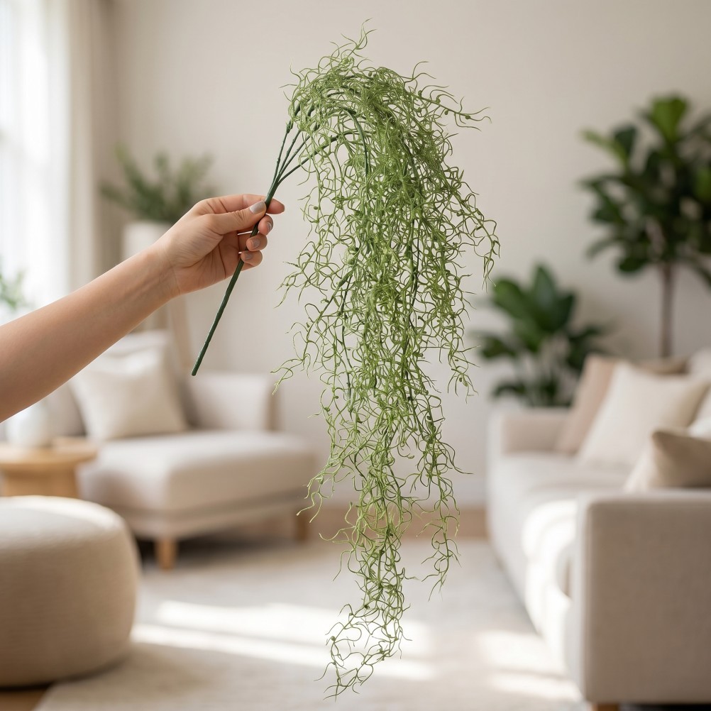 6Pcs Reusable Artificial Hanging Moss Vines Green Plastic Faux Moss Decor