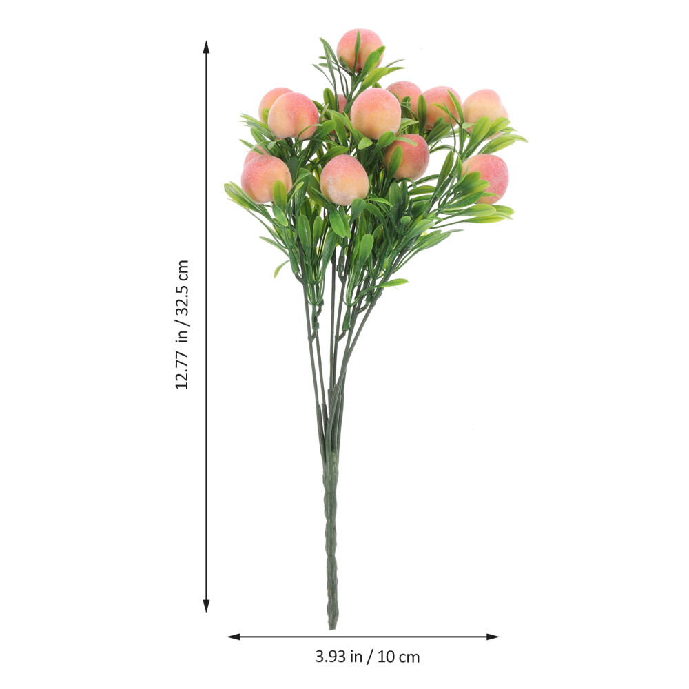 2pc Artificial Peach Tree Stem Branches Fake Fruit Branches Bouquet Decors