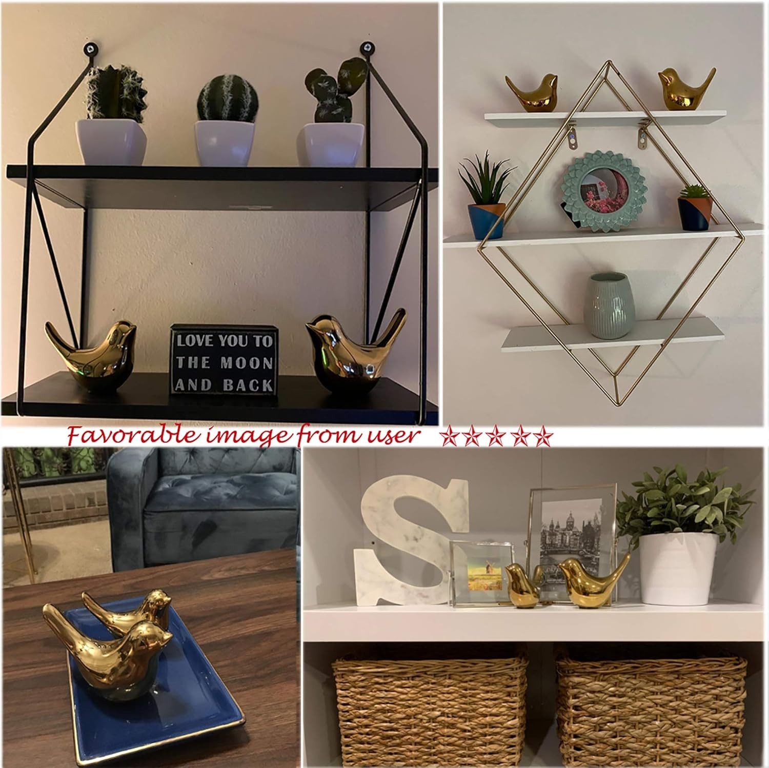 Estatuillas de pájaros dorados decoración moderna hogar sala dormitorio oficina