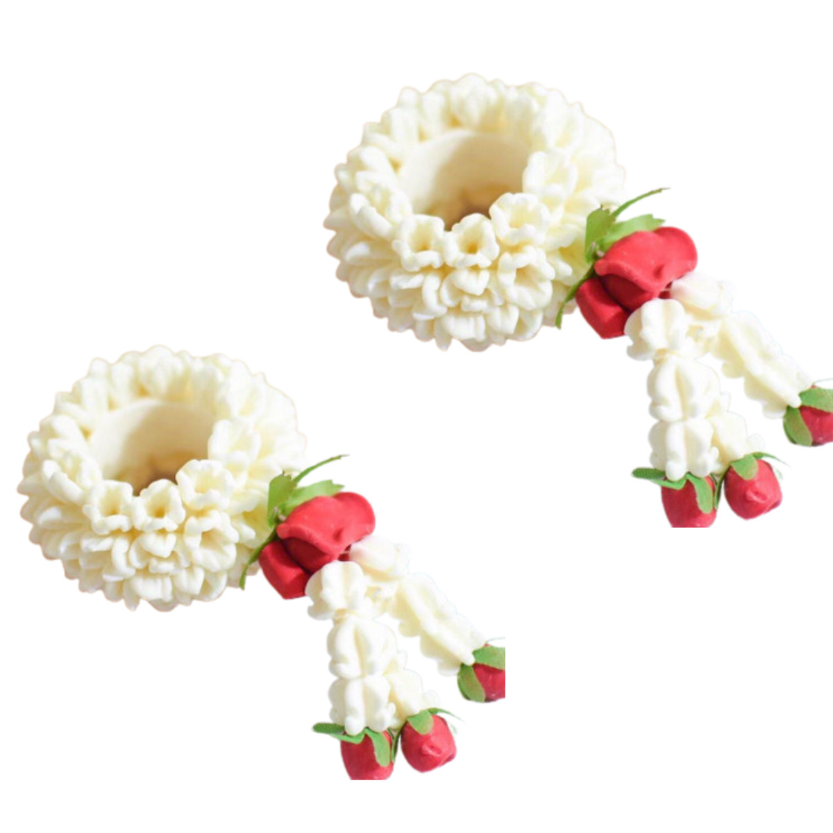Thai Jasmine Soap Flower Garland 7″ Handmade Scented Lei Gift Decor x 2 pcs.