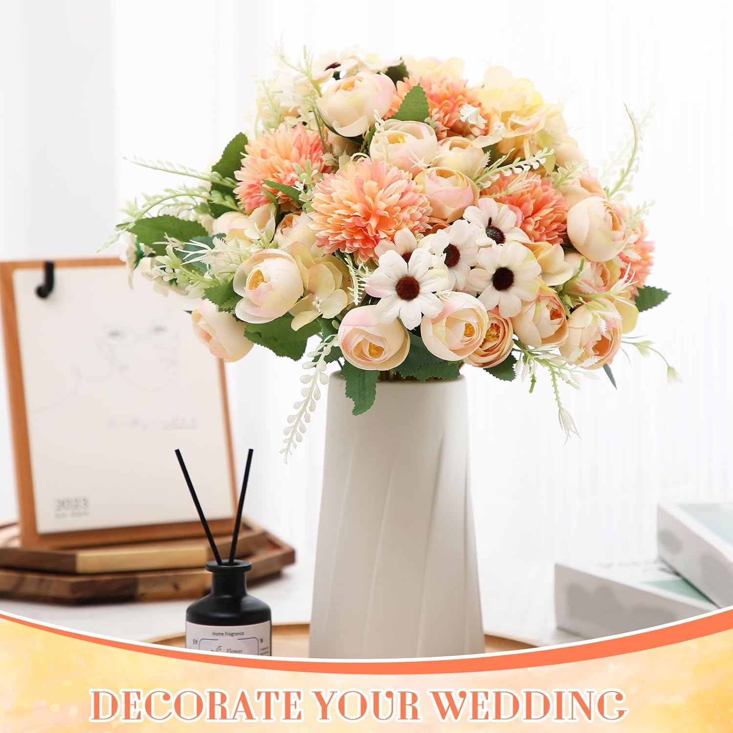 Artificial Peonies Roses Hydrangea Bouquet for Wedding Table