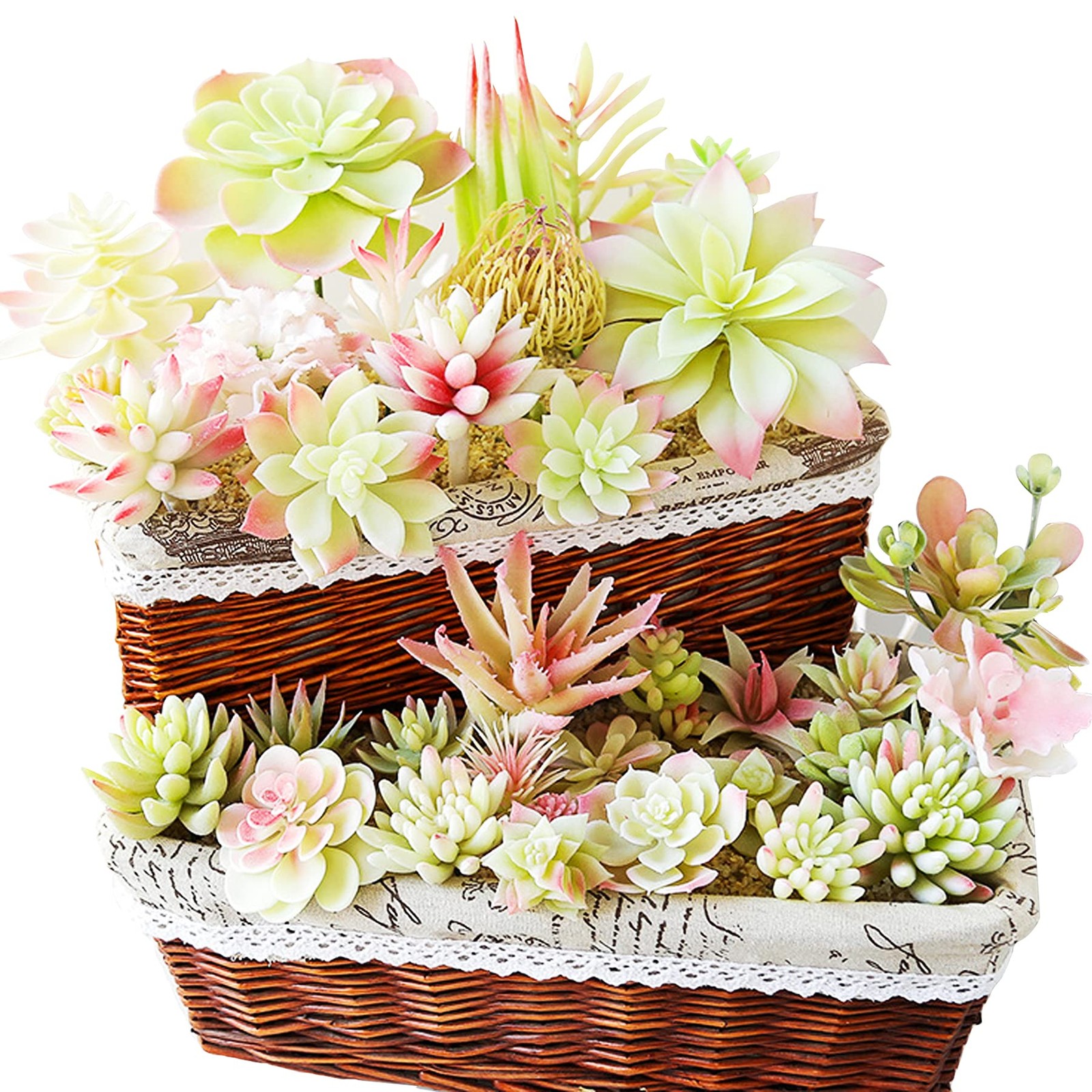 20 PCS Artificial Succulents Picks Creamy White Artificial Succulent Plants, …