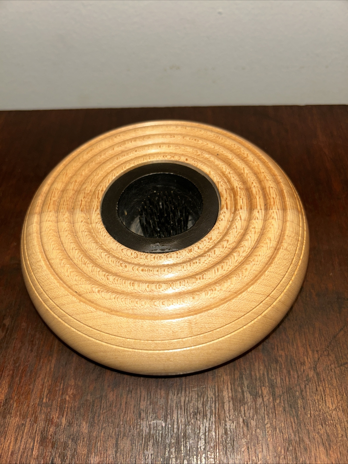 Round Solid Maple Wood Flower Frog