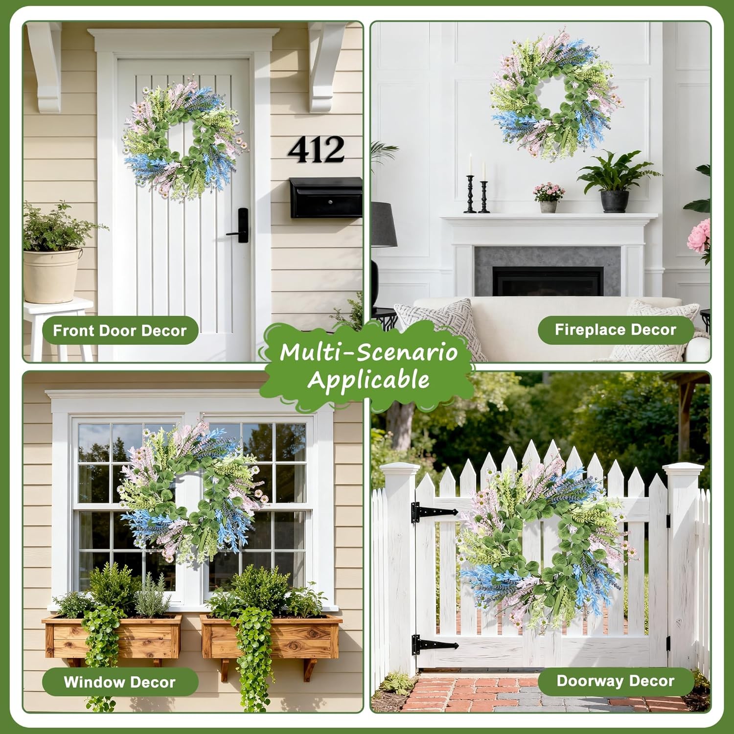 26In Macaron Forsythia Wreath All Season Front Door Farmhouse Easter Decor