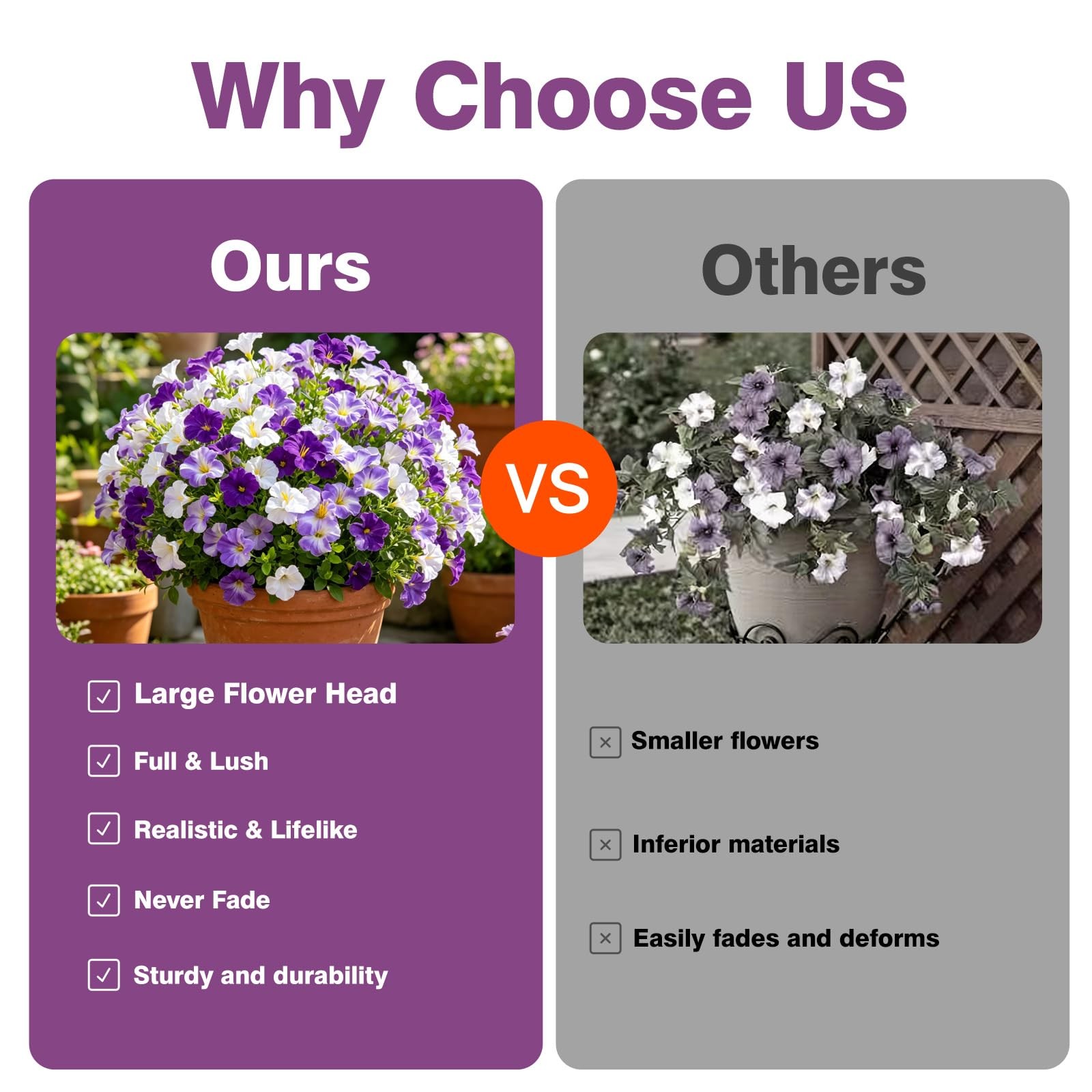 12 Pcs Artificial Petunia Flowers for Outdoors, Artificial Fake Flowers UV Re…