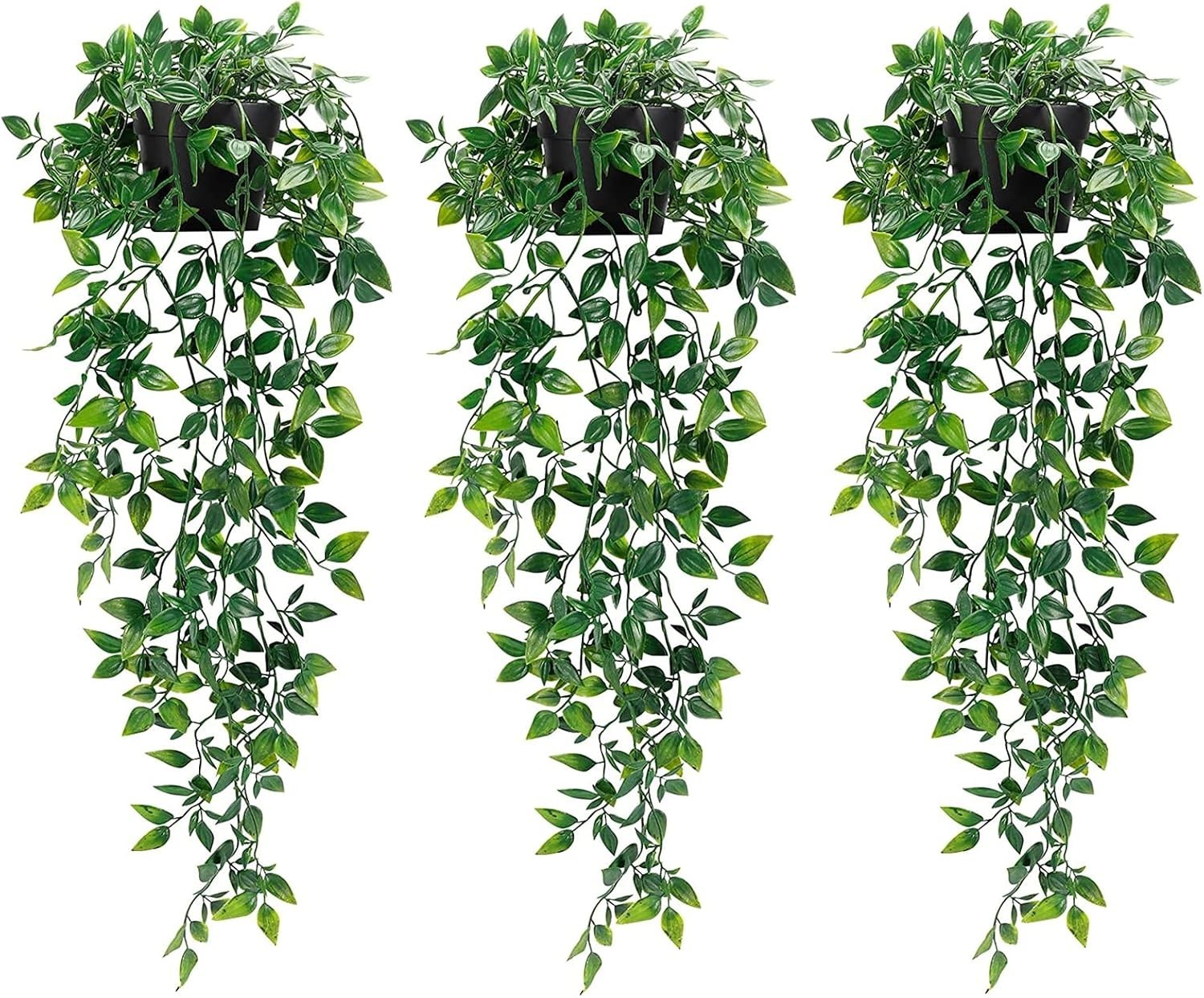 Chic 3 Pack Artificial Hanging Plants with Adjustable Shape for Custom Decor